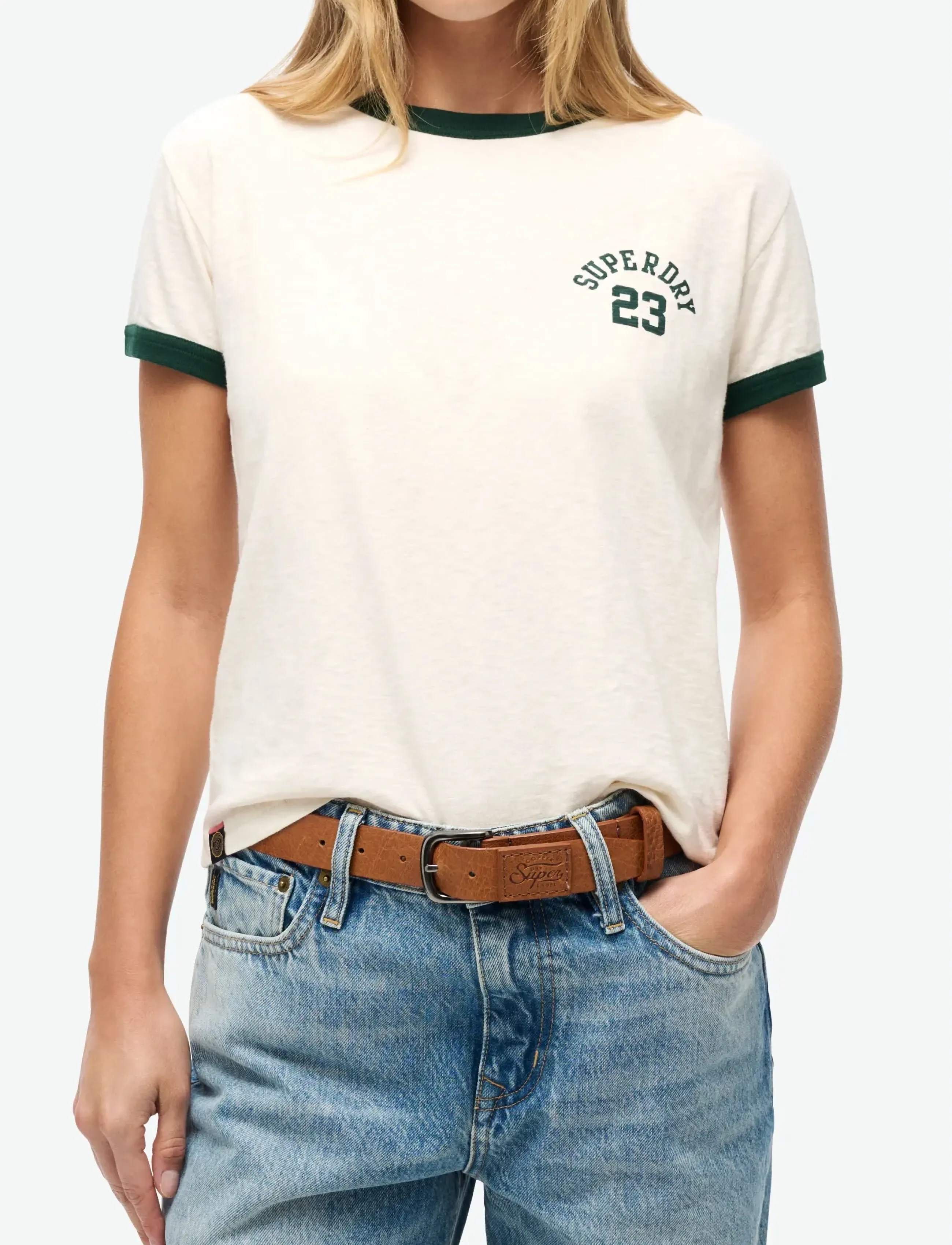 Superdry - ATHLETIC RINGER FITTED TSHIRT - madalaimad hinnad - turtledove cream slub - 5