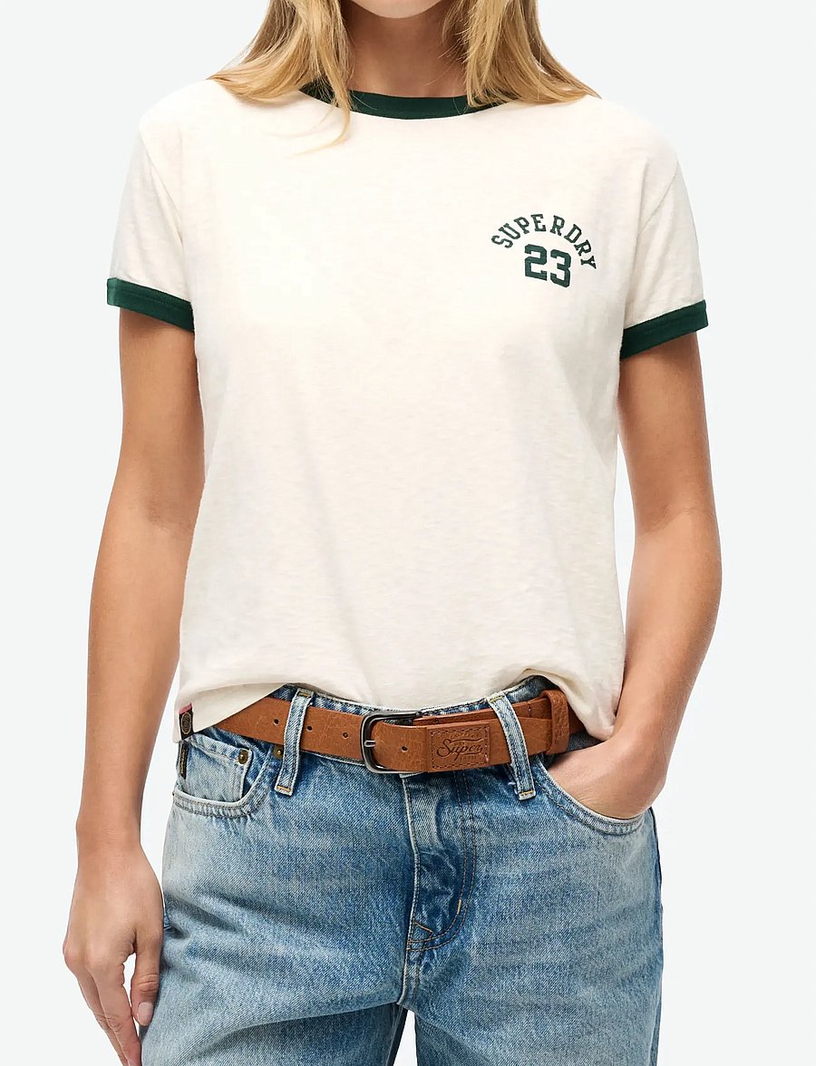 Superdry - ATHLETIC RINGER FITTED TSHIRT - t-shirts - turtledove cream slub - 5