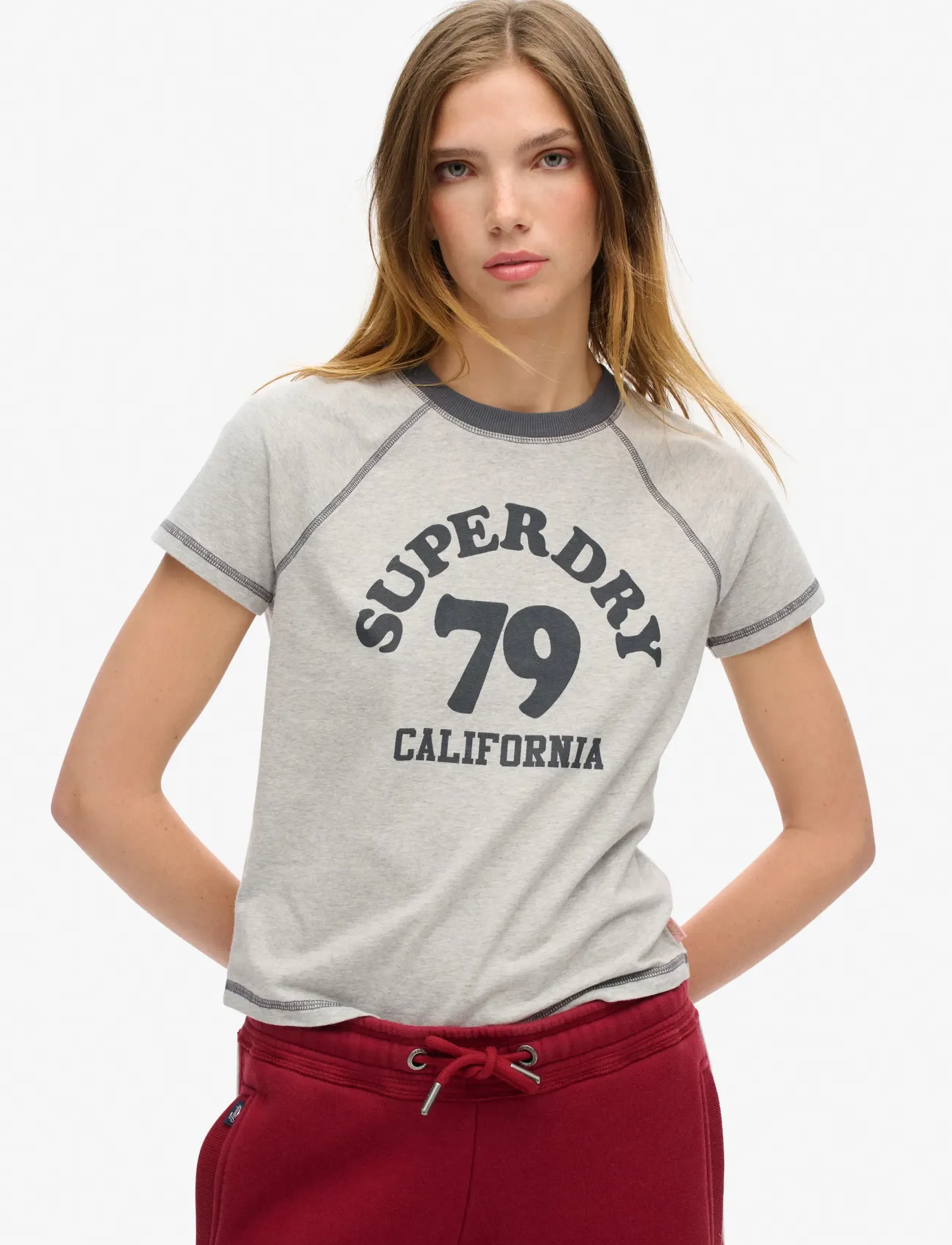 Superdry Athletic Raglan Graphic Tee, 36, T-shirts & Oberteile, Grau - Short-sleeved, Frauen