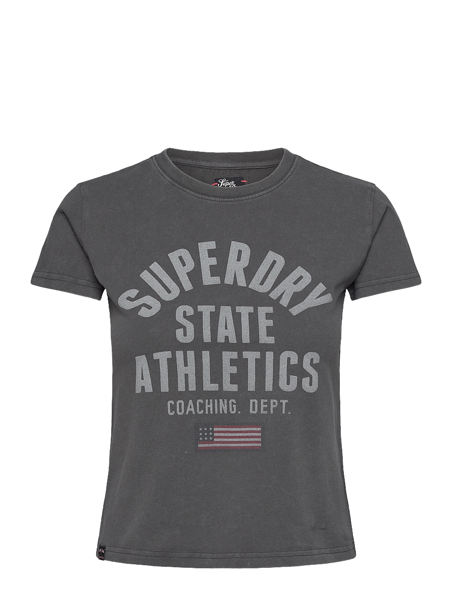 Superdry - ATH GRAPHIC FITTED TEE - t-shirts - charcoal - 1