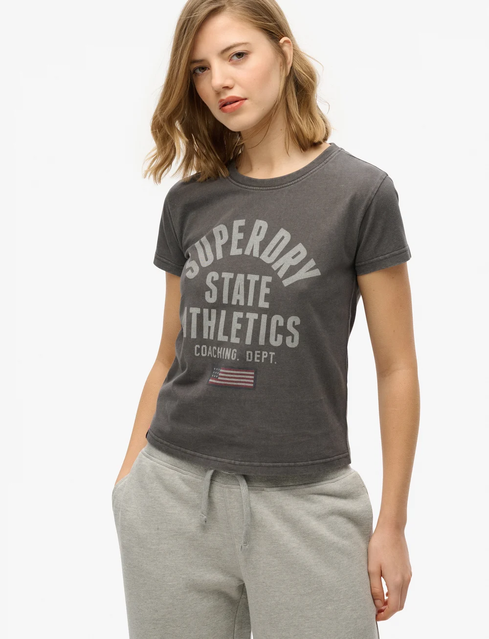 Superdry - ATH GRAPHIC FITTED TEE - t-shirts - charcoal - 0