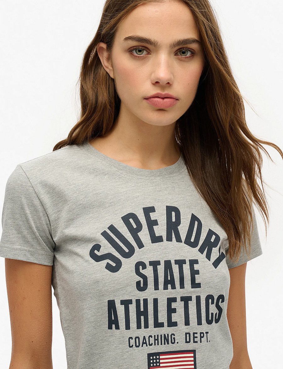 Superdry - ATH GRAPHIC FITTED TEE - t-shirts - grey marl - 5
