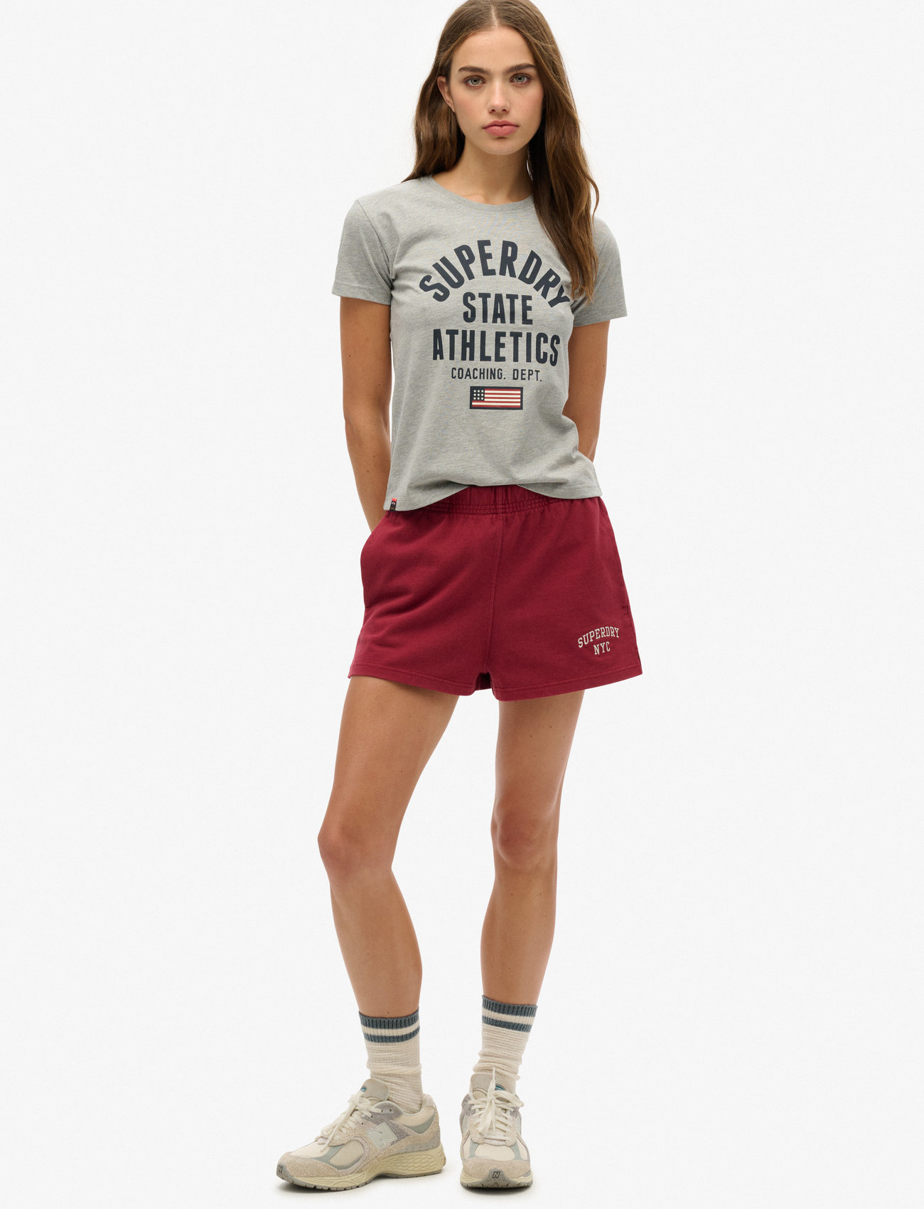 Superdry - ATH GRAPHIC FITTED TEE - herbstliche kleidung - grey marl - 5