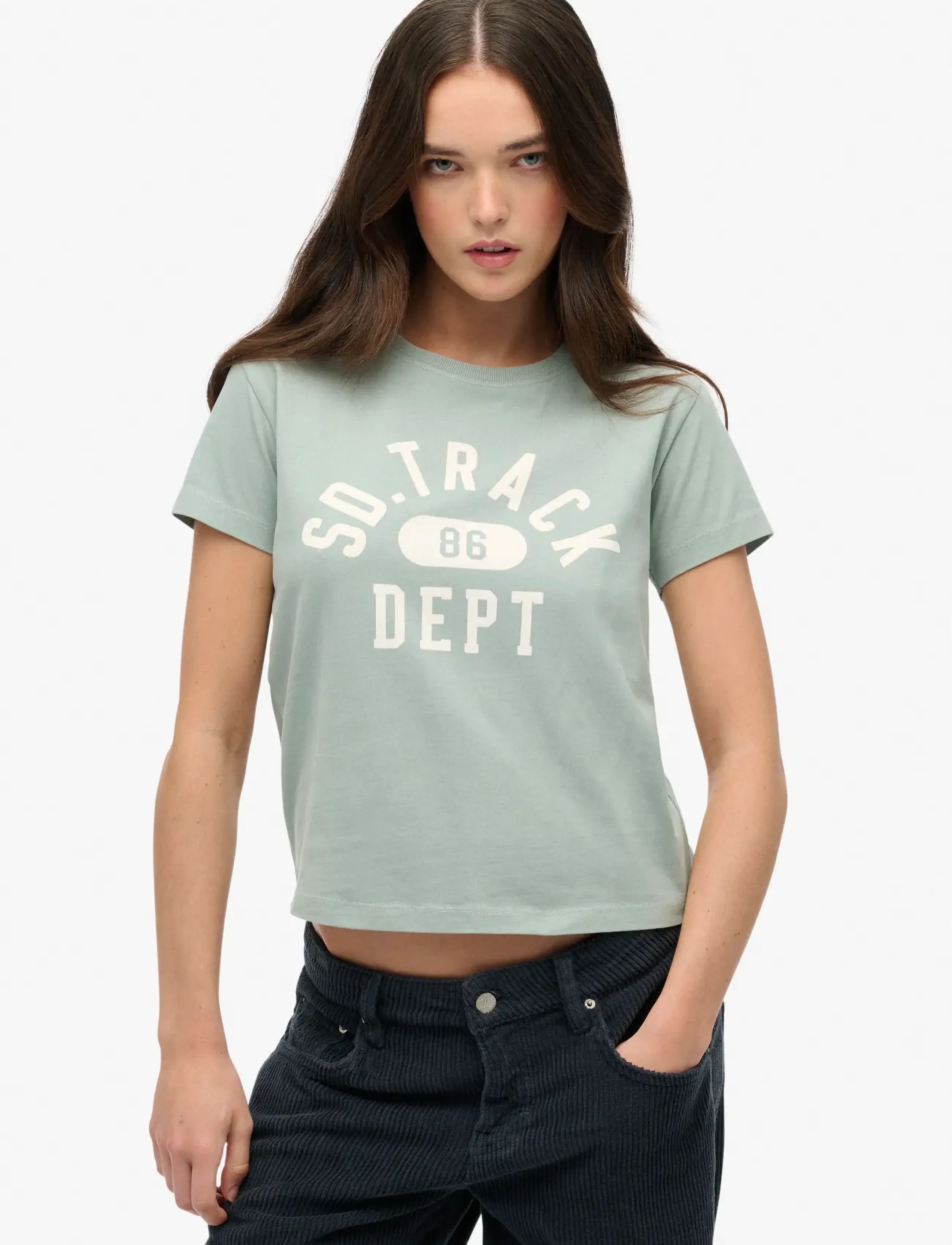 Superdry ATH GRAPHIC FITTED TEE - T-Shirts & Tops - LIGHT JADE GREEN / green