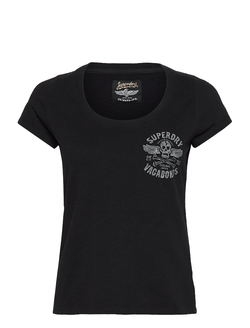 Superdry - LO-FI BIKER SCOOP NECK TEE - t-shirts - black - 1