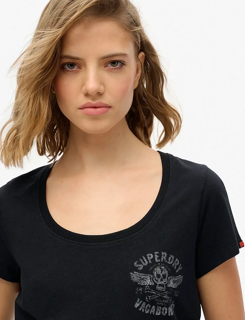 Superdry - LO-FI BIKER SCOOP NECK TEE - t-shirts - black - 3
