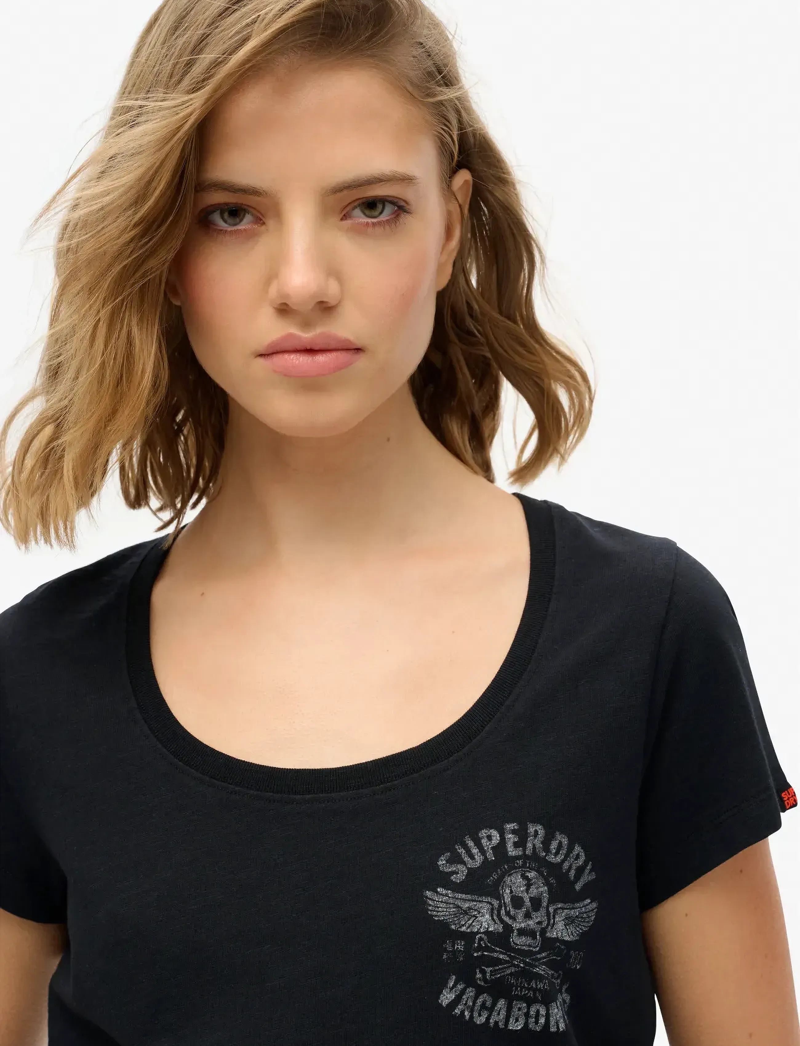 Superdry - LO-FI BIKER SCOOP NECK TEE - black - 3