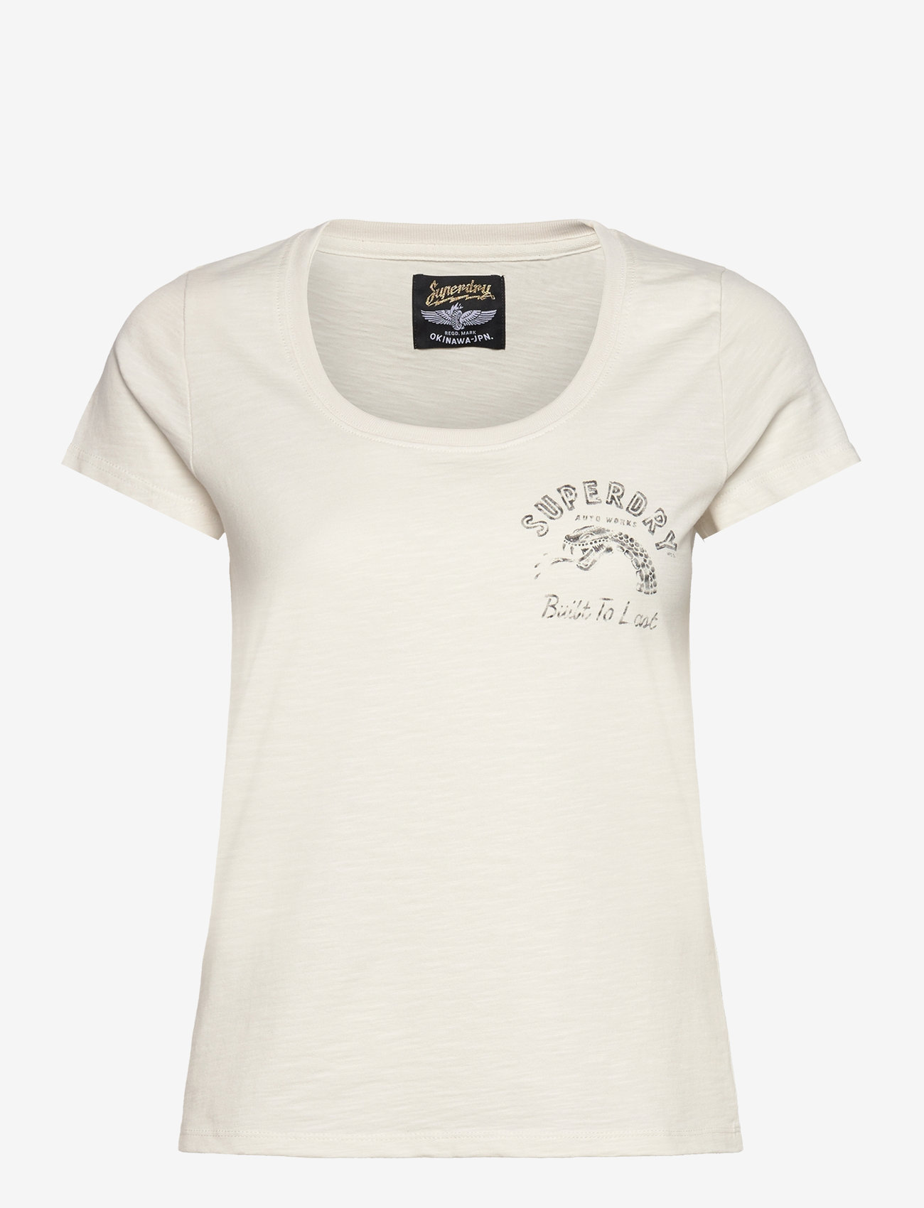 Superdry - LO-FI BIKER SCOOP NECK TEE - t-shirts - new chalk white - 1