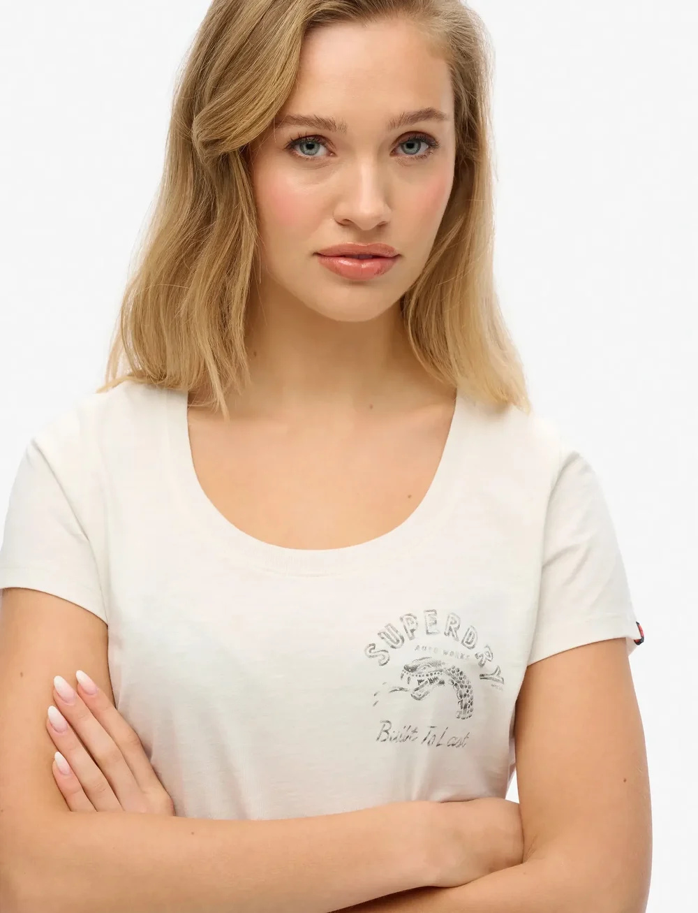 Superdry - LO-FI BIKER SCOOP NECK TEE - t-shirts - new chalk white - 3