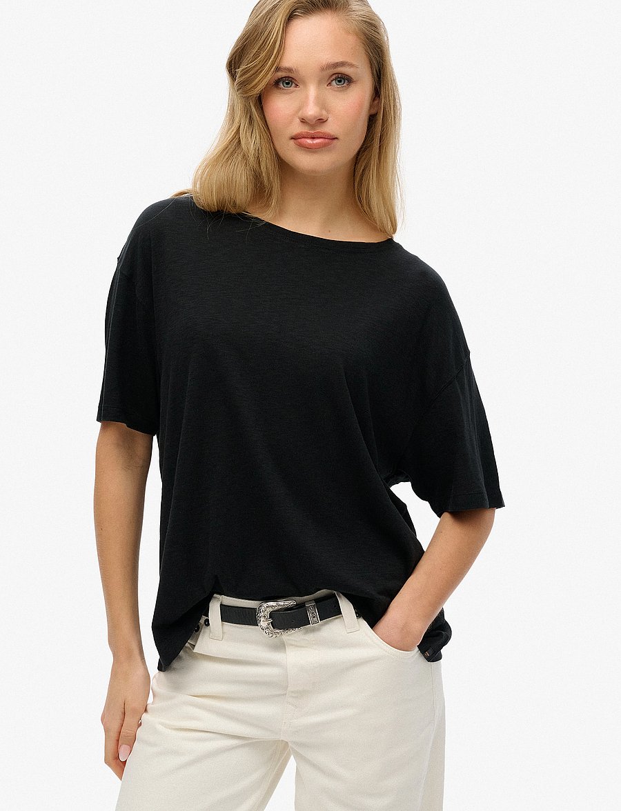 Superdry - STUDIOS DROPPED SHOULDER TEE - t-shirts - black - 0