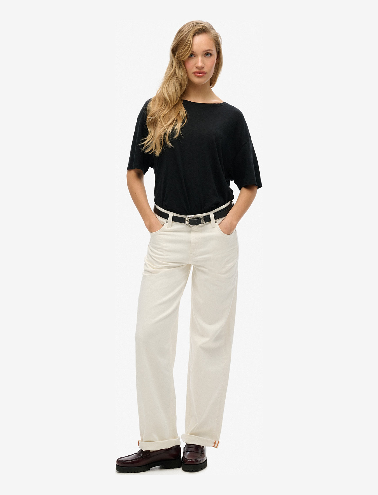 Superdry - STUDIOS DROPPED SHOULDER TEE - lägsta priserna - black - 4