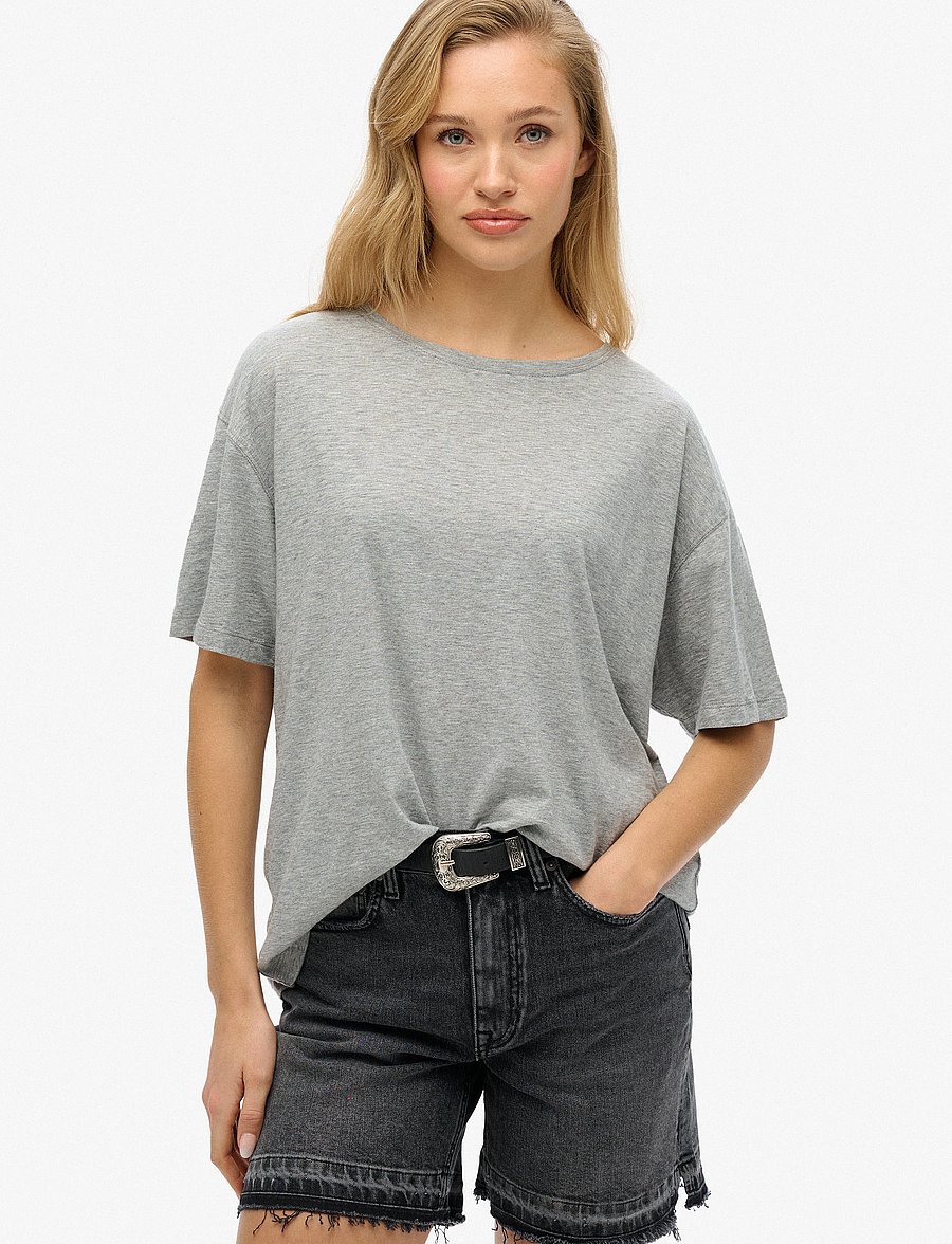 Superdry - STUDIOS DROPPED SHOULDER TEE - t-shirts - smoke grey marl - 0