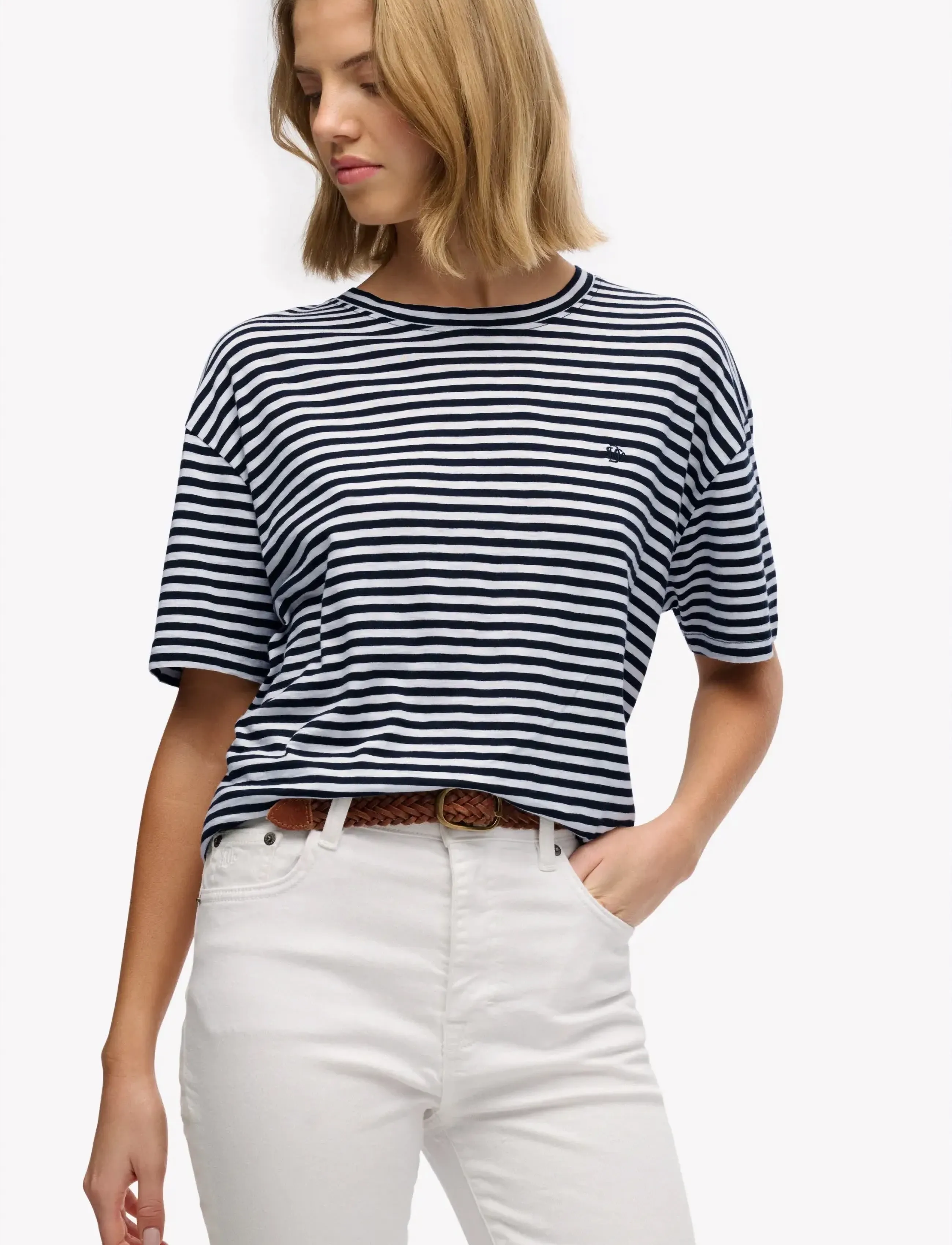 Superdry - STUDIOS CREW TEE - t-shirts - optic,black stripe - 3