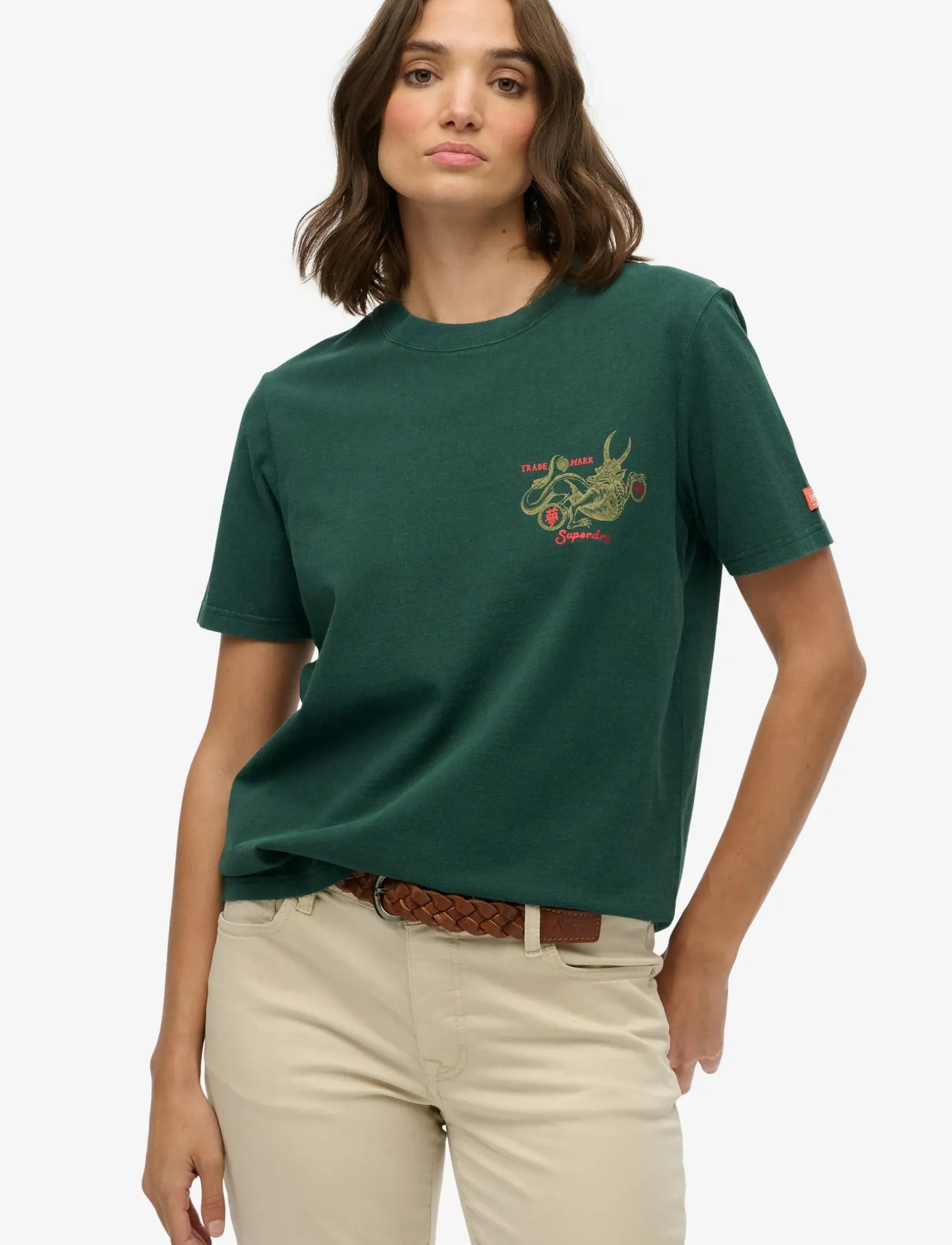 Superdry - TOKYO NARRATIVE RELAXED TEE - t-shirts - enamel green - 0