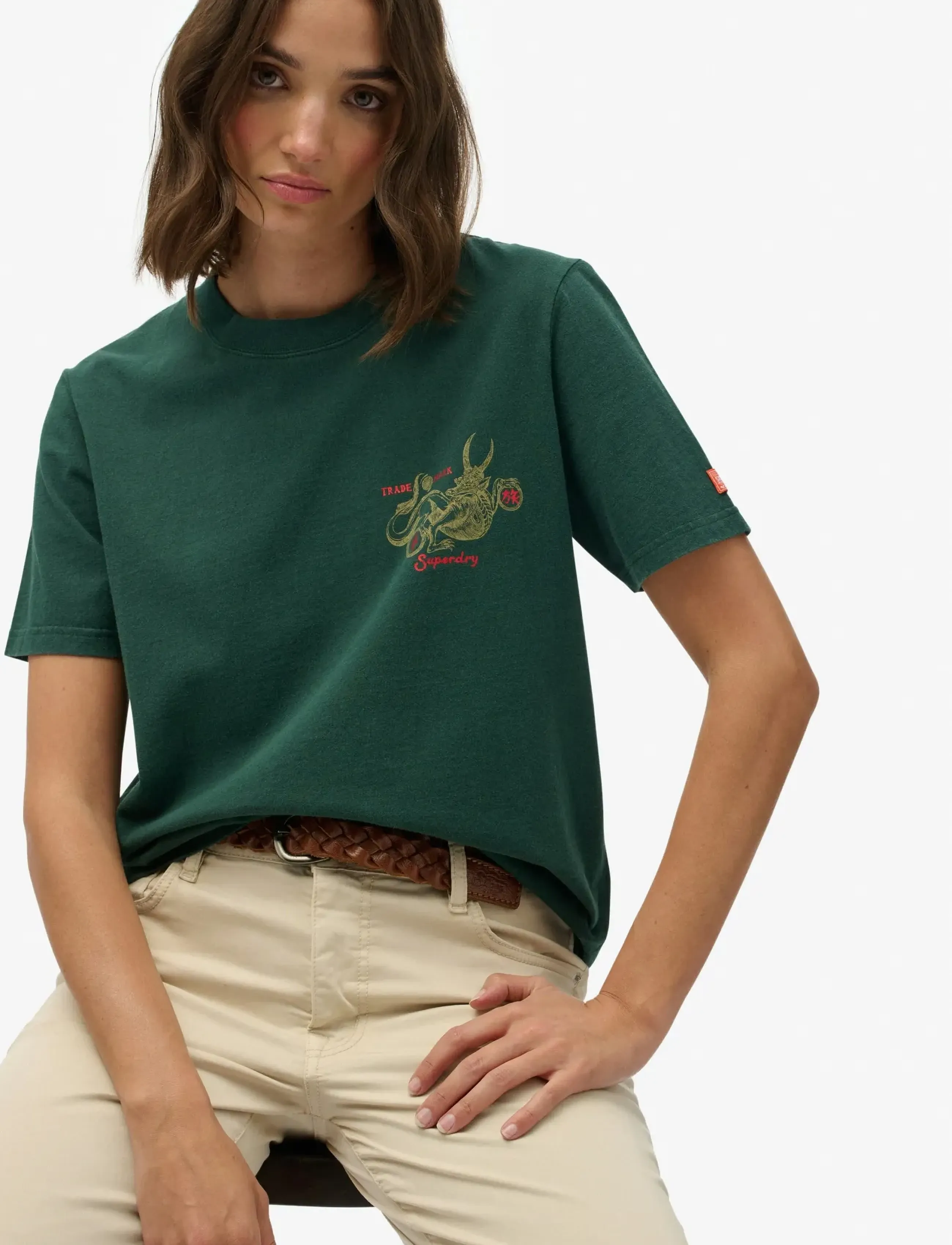 Superdry - TOKYO NARRATIVE RELAXED TEE - t-shirts - enamel green - 4