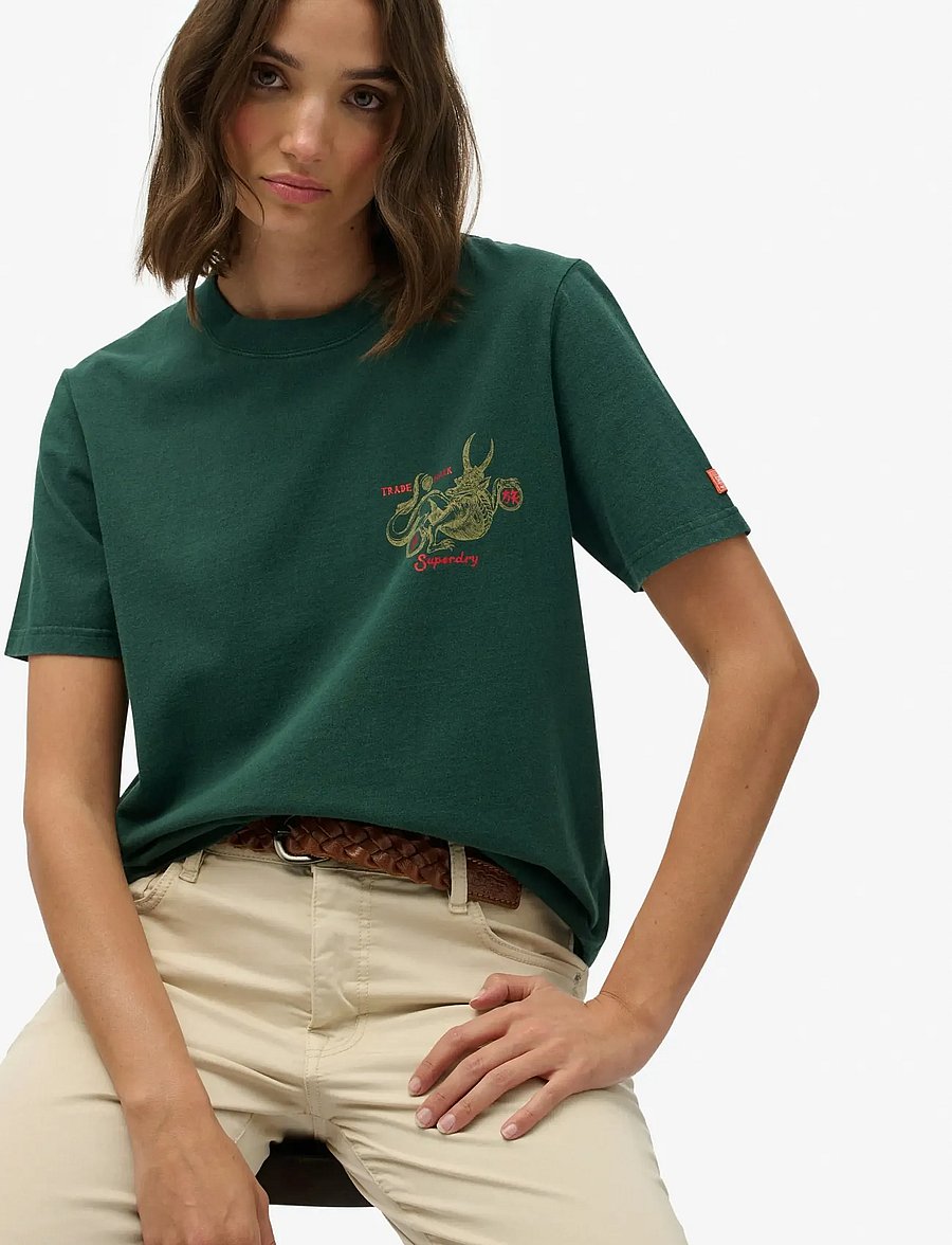 Superdry - TOKYO NARRATIVE RELAXED TEE - t-shirts - enamel green - 4
