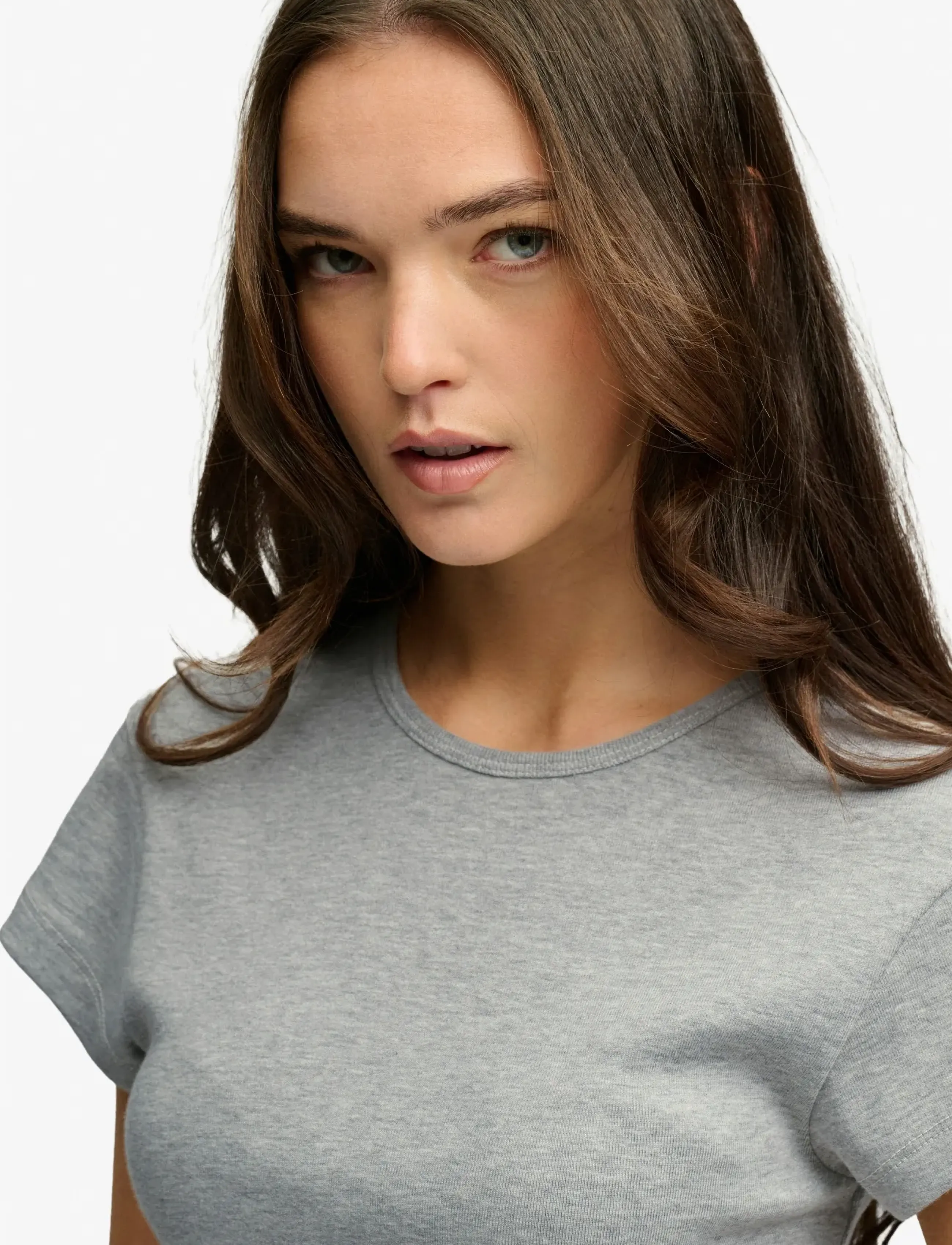 Superdry - ATHLETIC ESSENTIAL TEE - crop tops - grey marl - 0