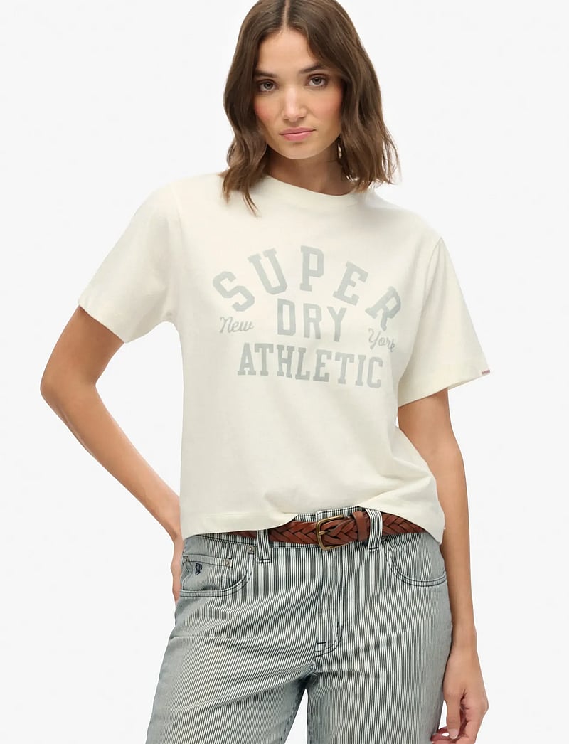 Superdry - ATHLETIC ESSENTIALS LOOSE TEE - t-shirts - desert bone off white - 0
