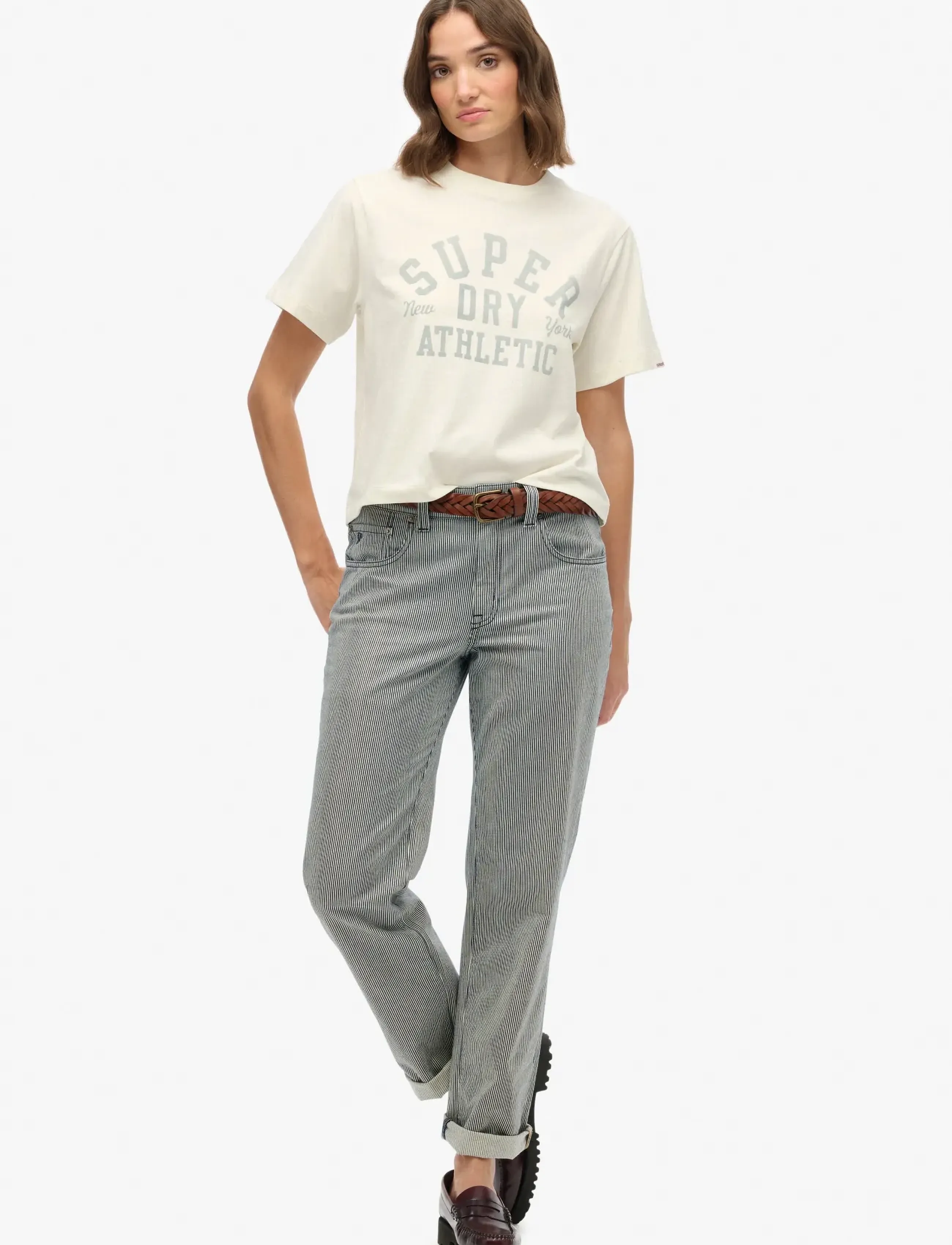 Superdry - ATHLETIC ESSENTIALS LOOSE TEE - t-shirts - desert bone off white - 4