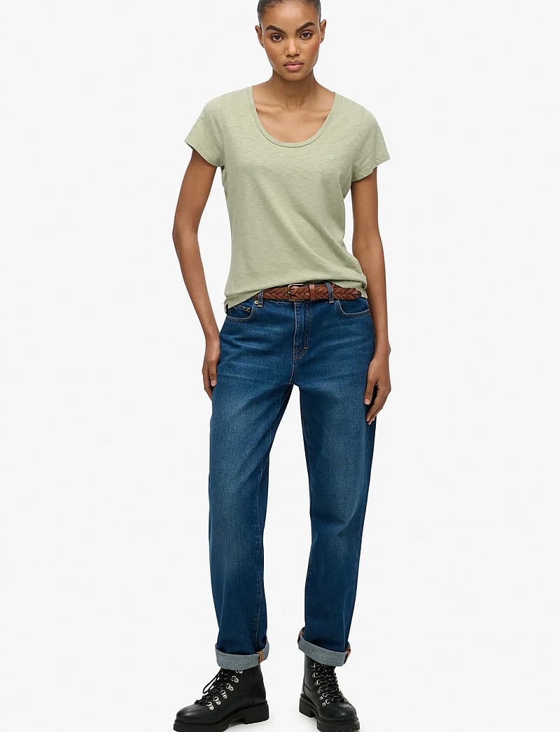 Superdry - STUDIOS SCOOP NECK TEE - t-shirts - dusty sage - 3