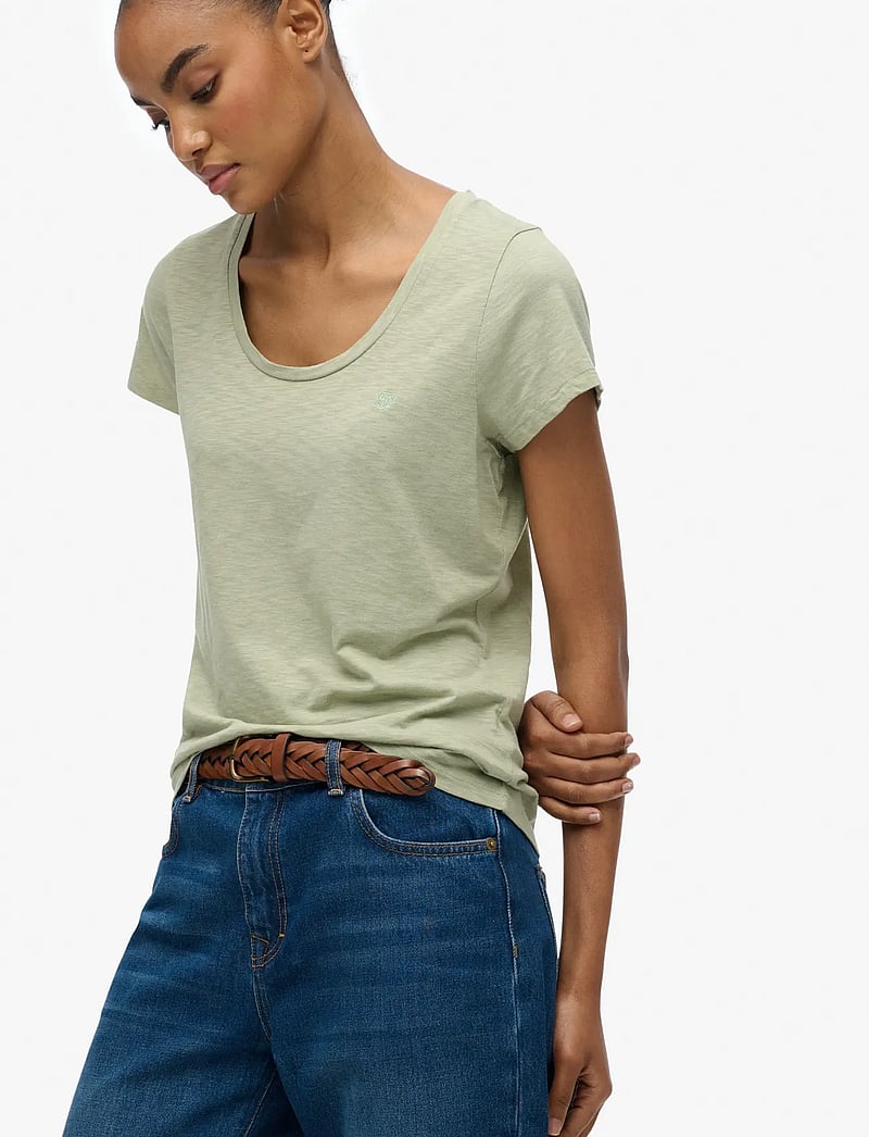 Superdry - STUDIOS SCOOP NECK TEE - t-shirts - dusty sage - 4