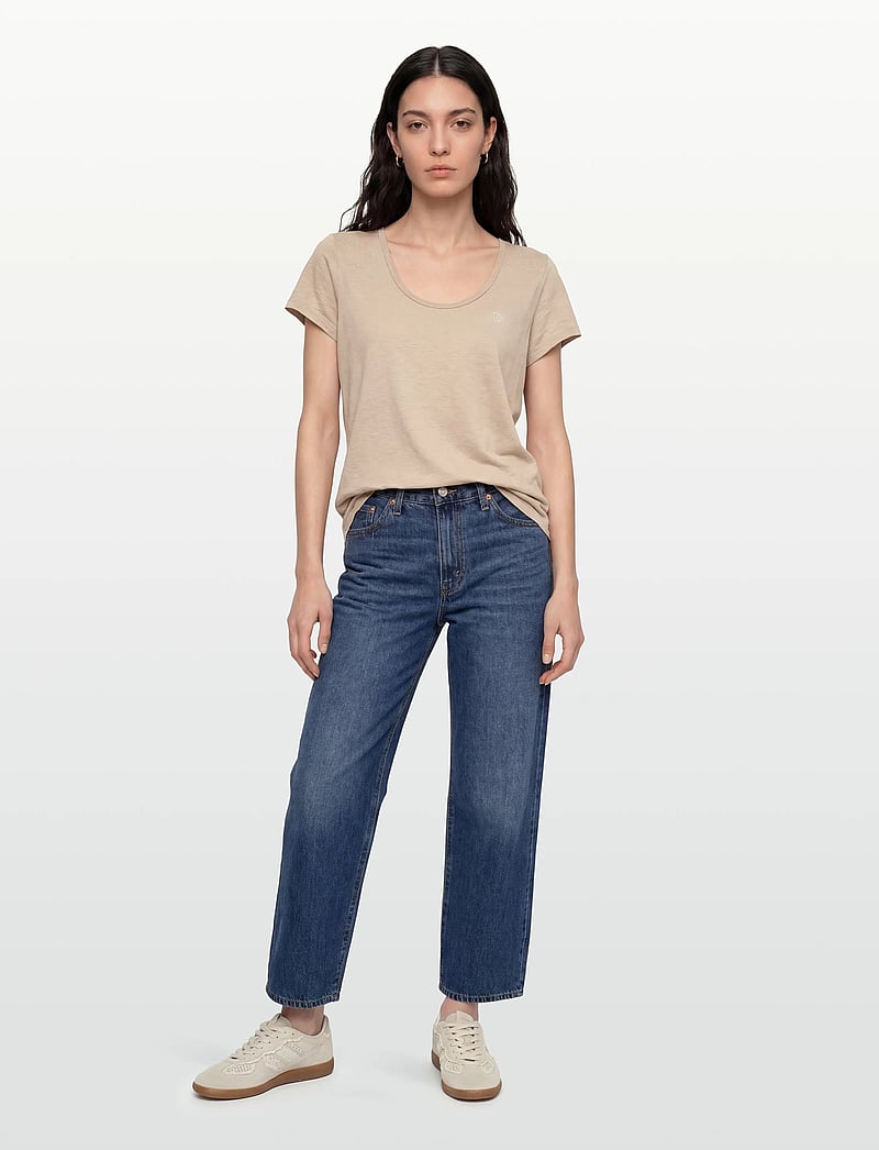 Superdry - STUDIOS SCOOP NECK TEE - t-shirts - feather grey - 0