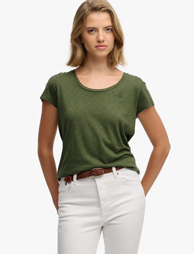 Superdry - STUDIOS SCOOP NECK TEE - t-shirts - four leaf clover - 0