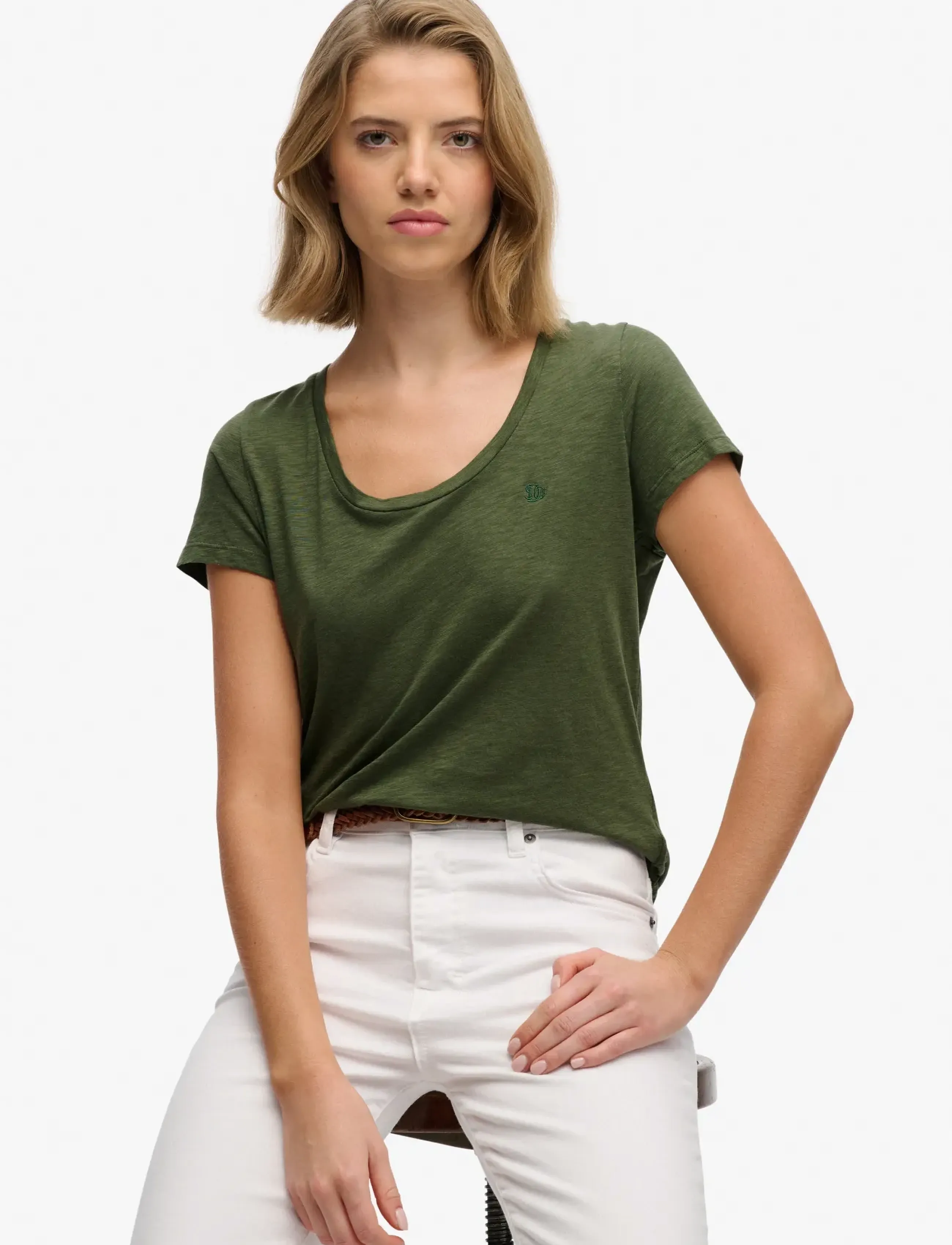Superdry - STUDIOS SCOOP NECK TEE - t-shirts - four leaf clover - 4