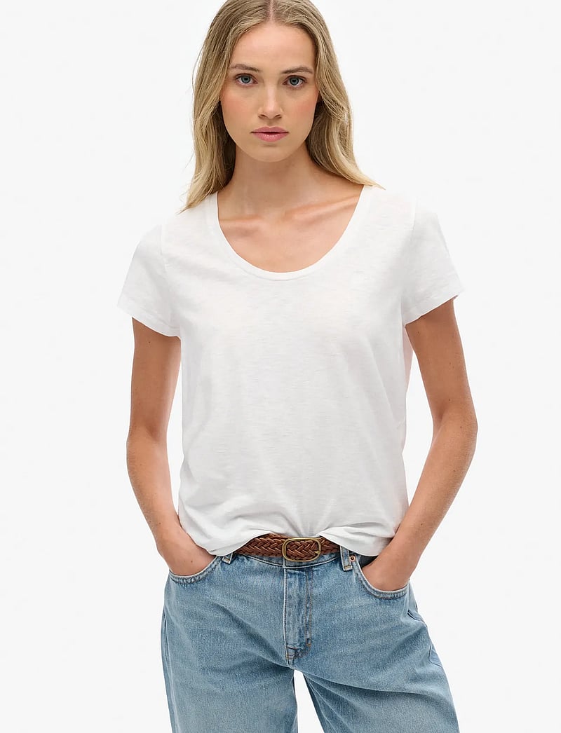 Superdry - STUDIOS SCOOP NECK TEE - t-shirts - optic - 0