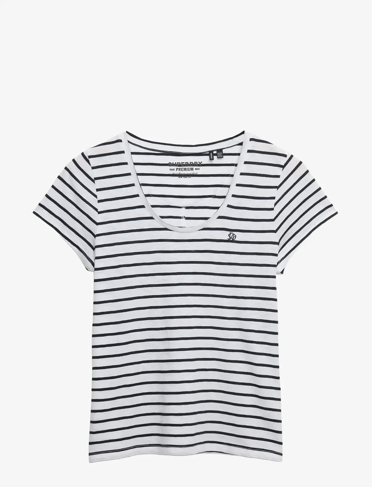 Superdry - STUDIOS SCOOP NECK TEE - t-shirts - optic/navy stripe - 1
