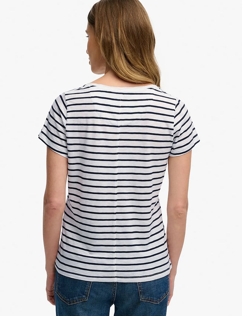 Superdry - STUDIOS SCOOP NECK TEE - t-shirts - optic/navy stripe - 2