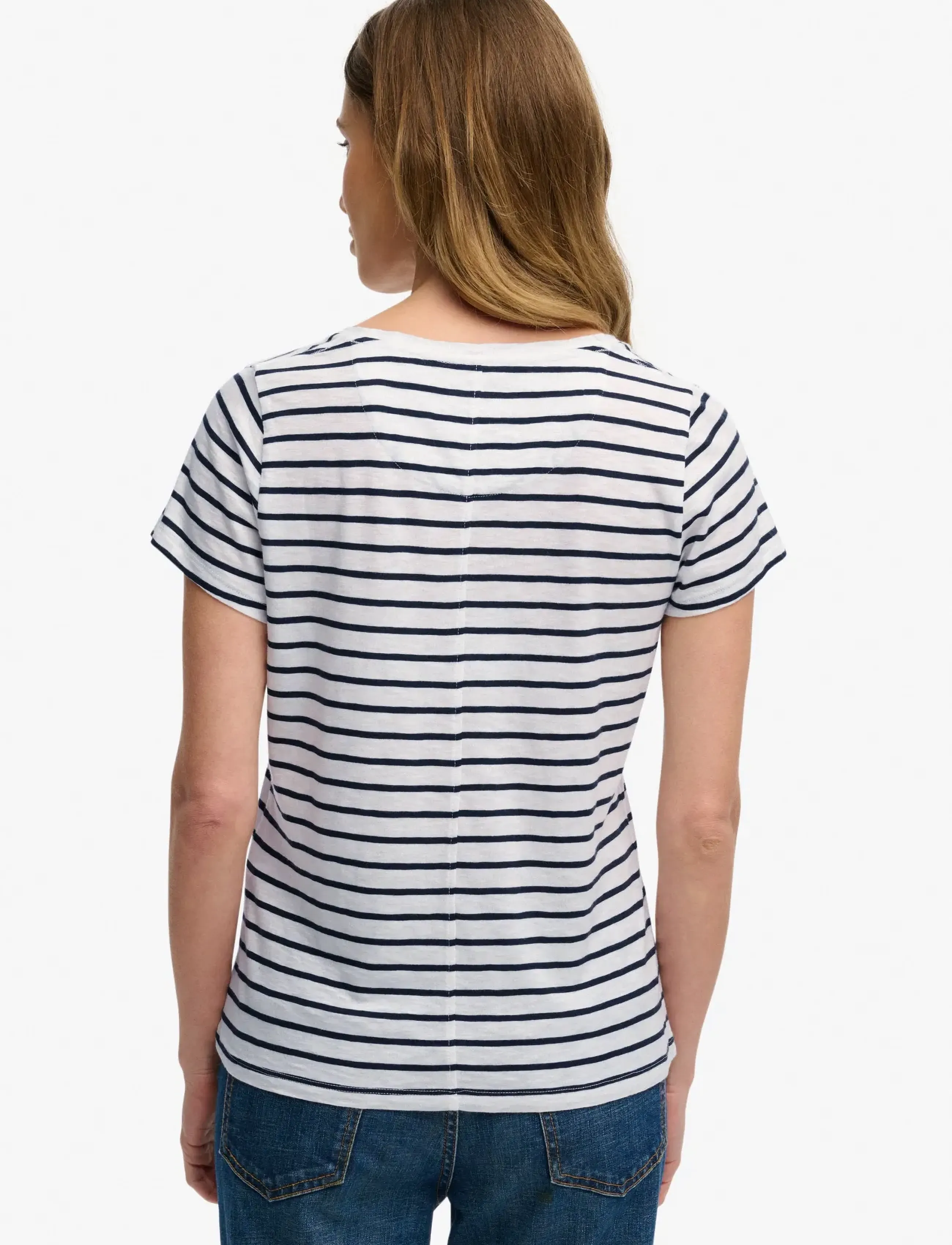 Superdry - STUDIOS SCOOP NECK TEE - t-shirts - optic/navy stripe - 2