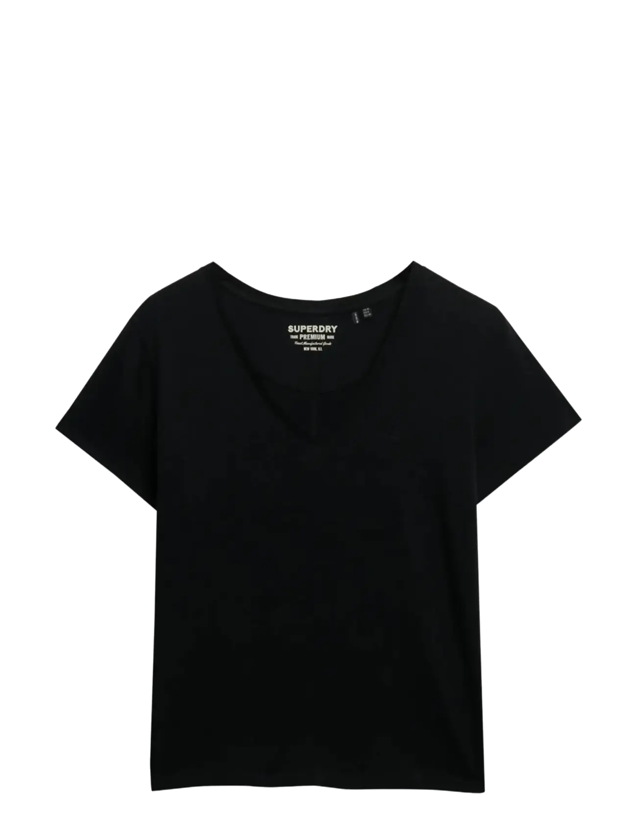 SUPERDRY Studios Slub Emb Vee Tee Schwarz - 10 - Damen