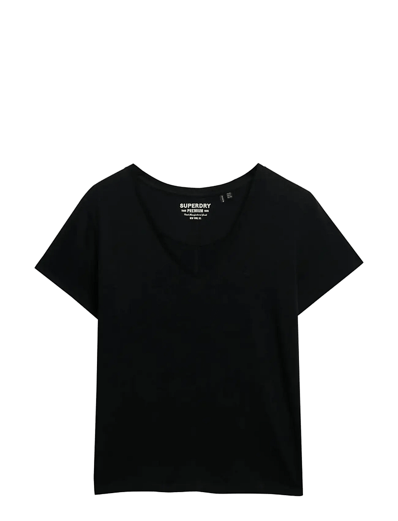Superdry - STUDIOS SLUB EMB VEE TEE - t-shirts - black - 1