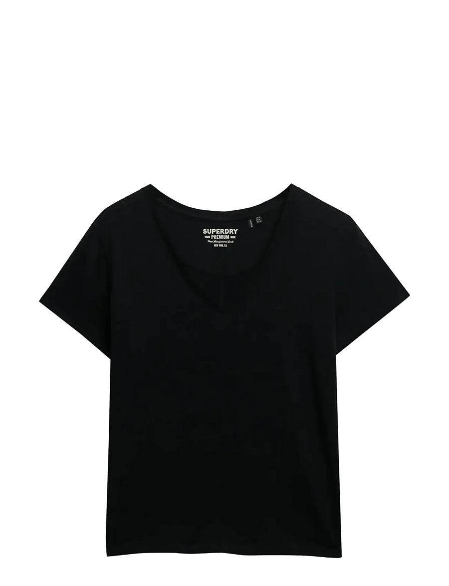 Superdry - STUDIOS SLUB EMB VEE TEE - t-shirts - black - 1