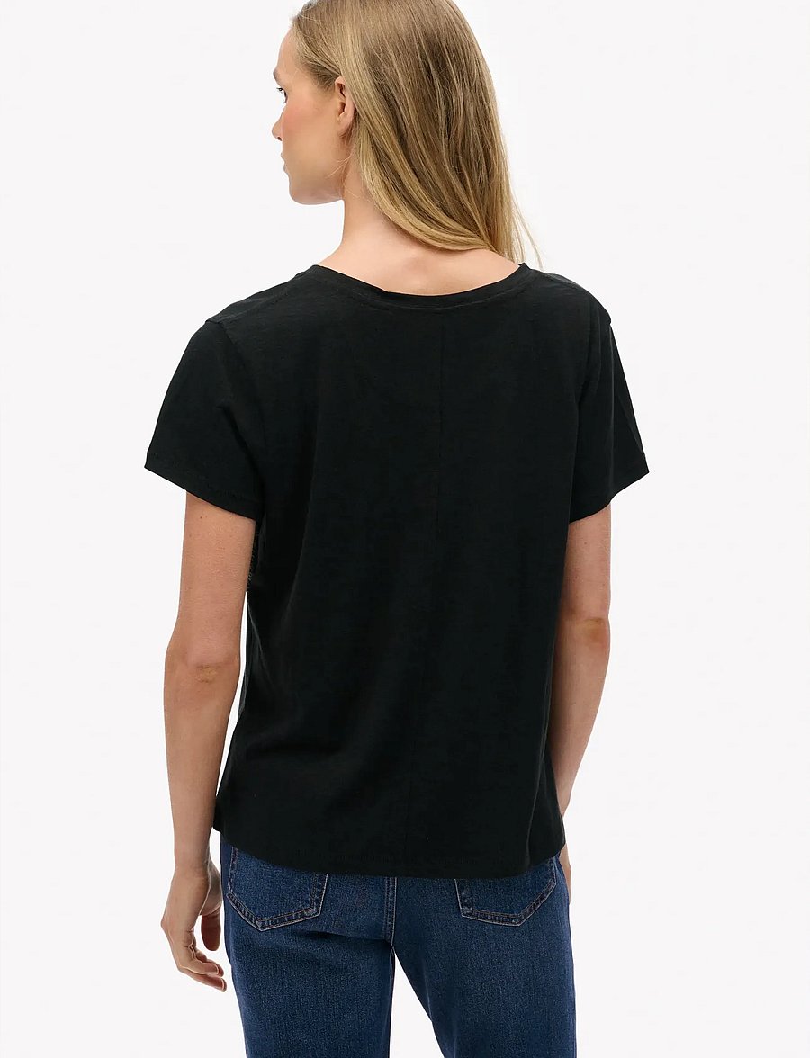 Superdry - STUDIOS SLUB EMB VEE TEE - t-shirts - black - 5