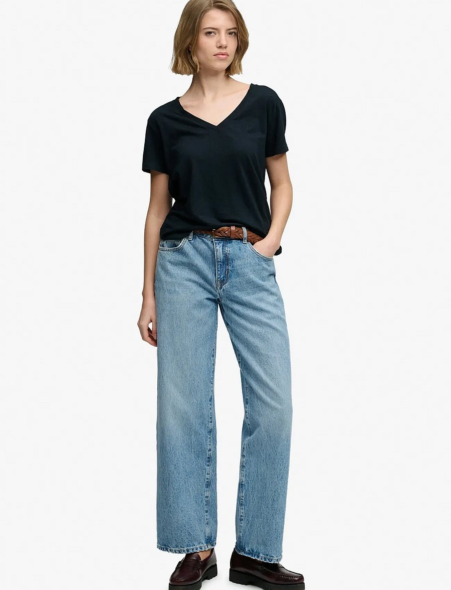 Superdry - STUDIOS SLUB EMB VEE TEE - t-paidat - eclipse navy - 5