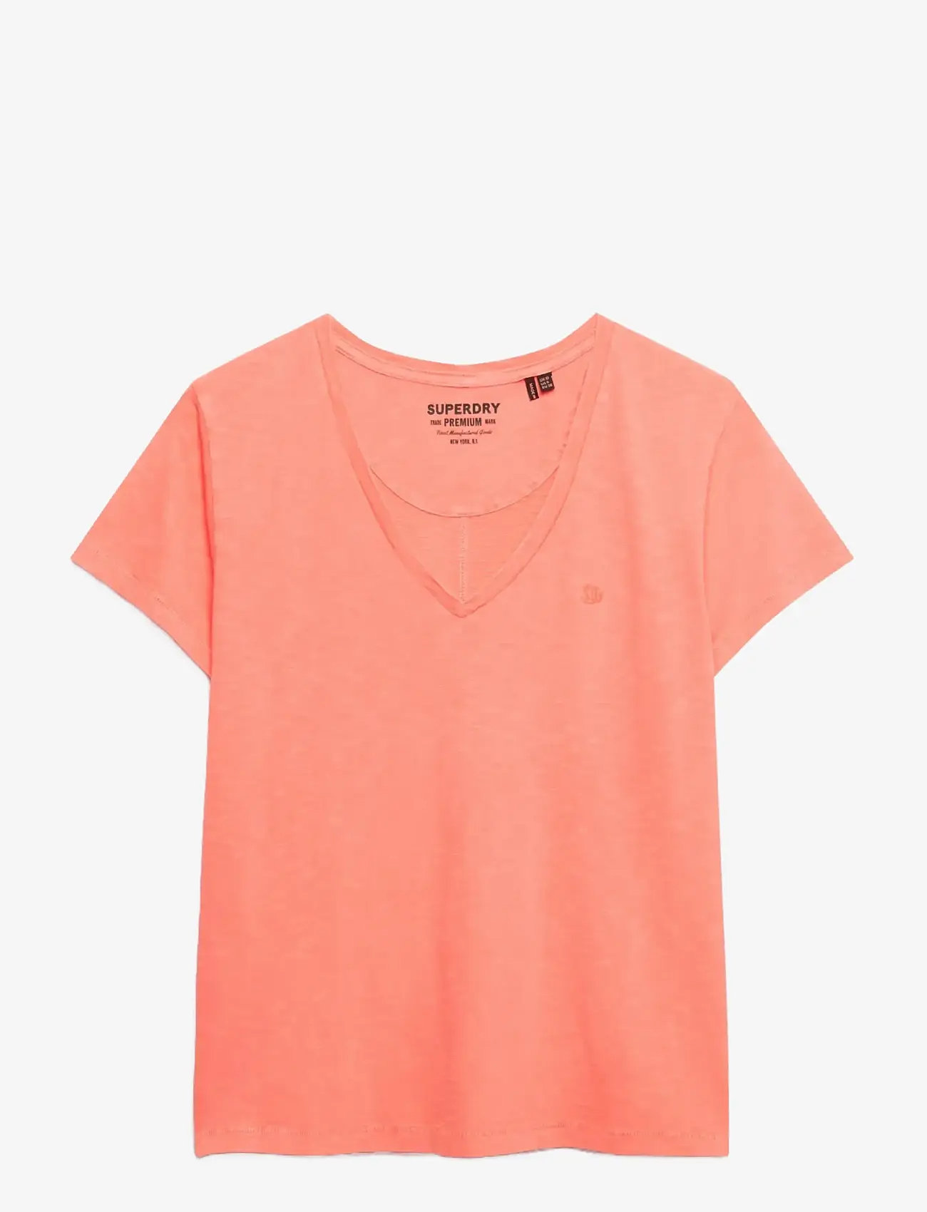 Superdry - STUDIOS SLUB EMB VEE TEE - lowest prices - fluro coral - 2