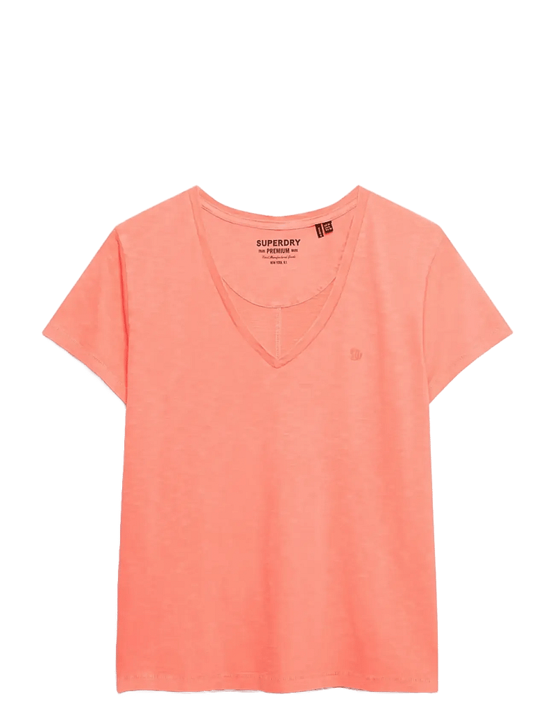Superdry - STUDIOS SLUB EMB VEE TEE - t-shirts - fluro coral - 2
