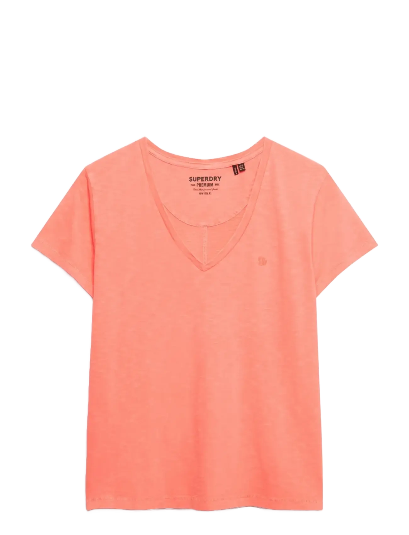 Superdry - STUDIOS SLUB EMB VEE TEE - t-shirts - fluro coral - 2