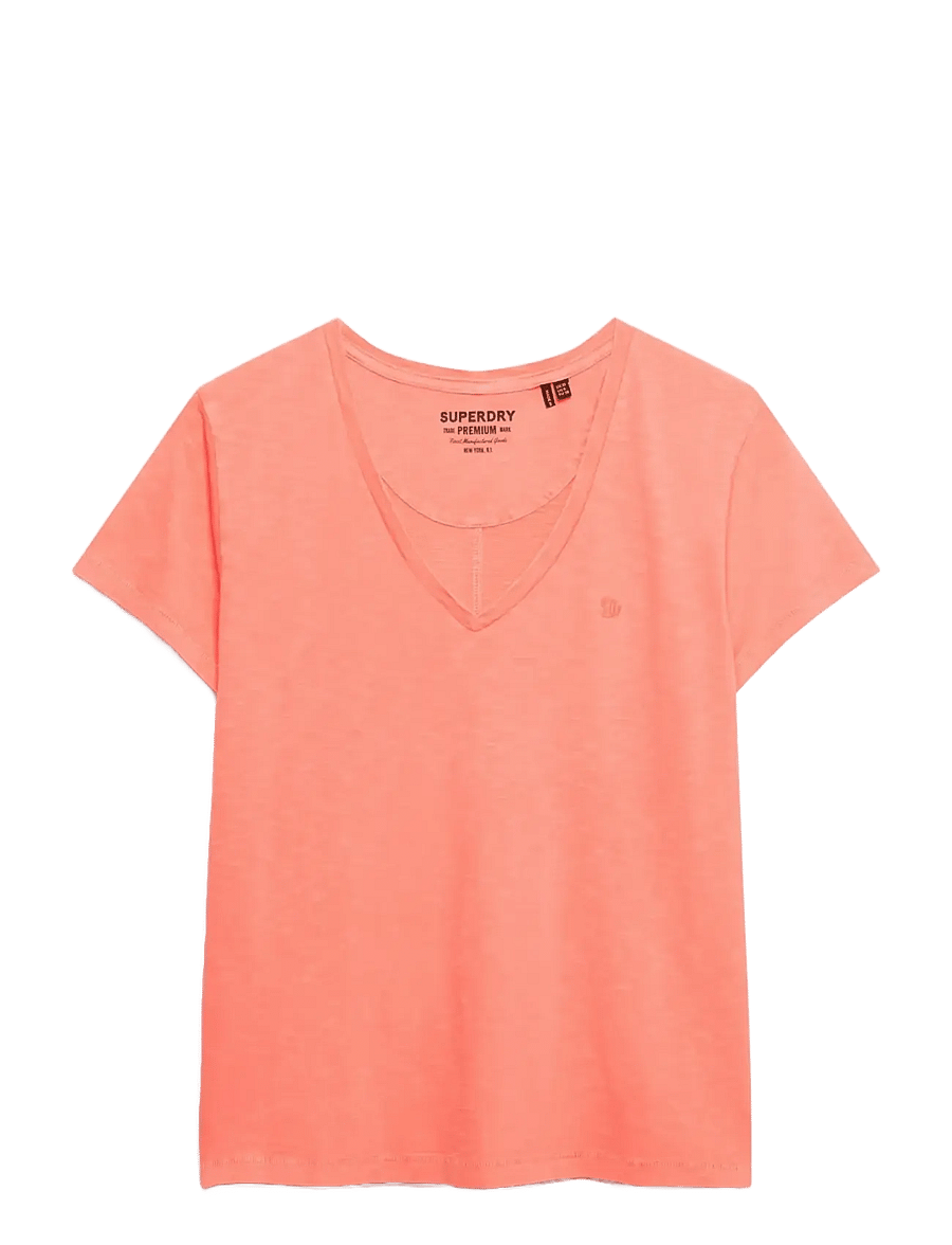 Superdry - STUDIOS SLUB EMB VEE TEE - t-shirts - fluro coral - 2
