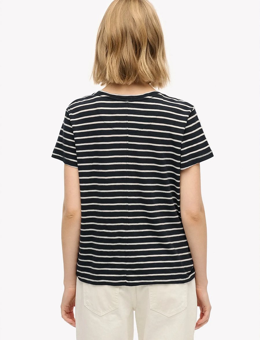 Superdry - STUDIOS SLUB EMB VEE TEE - t-shirts - navy,optic stripe - 5