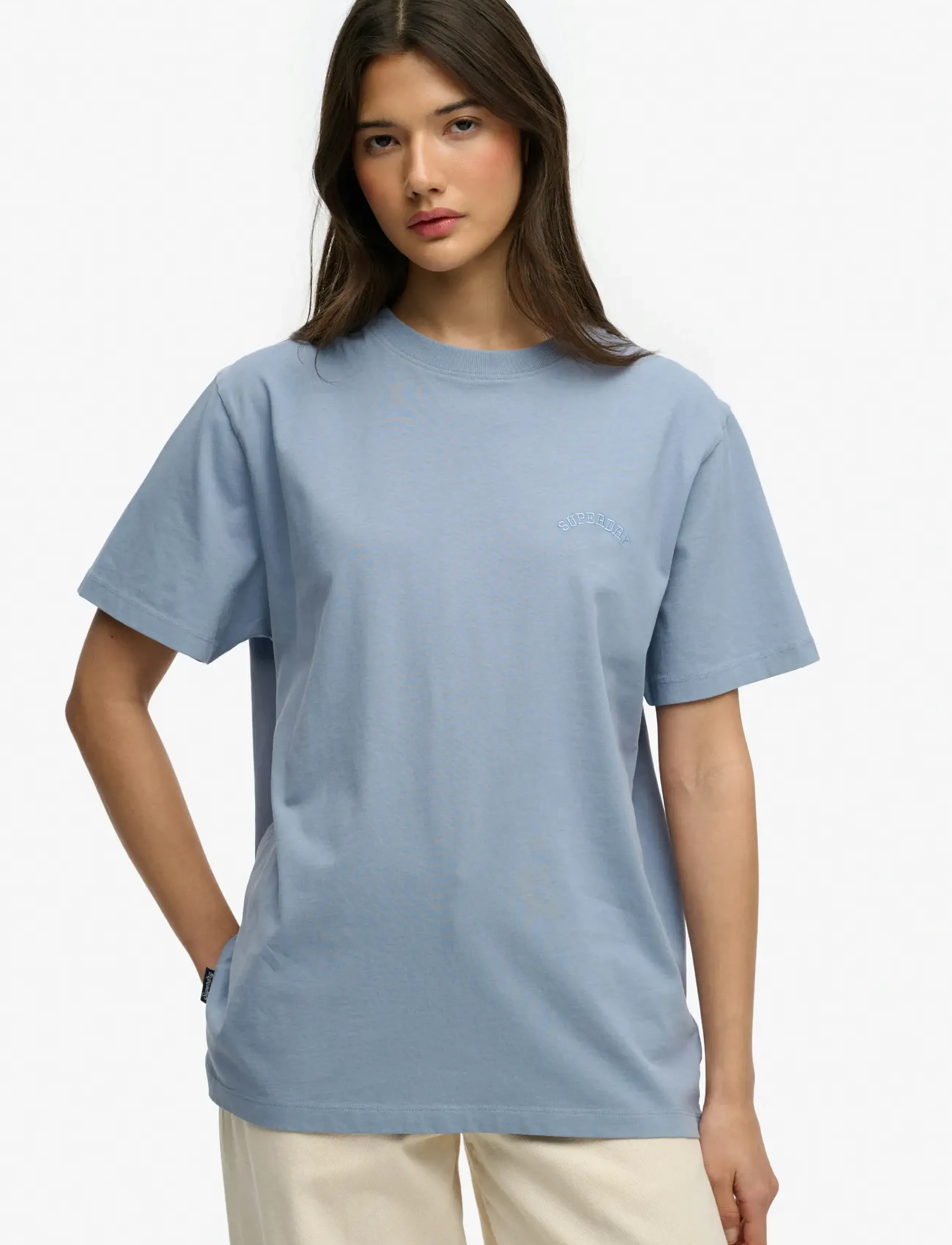 Superdry Essential Logo Loose Tee, Kvinder, Løs T-Shirt, Blå, Str: 10