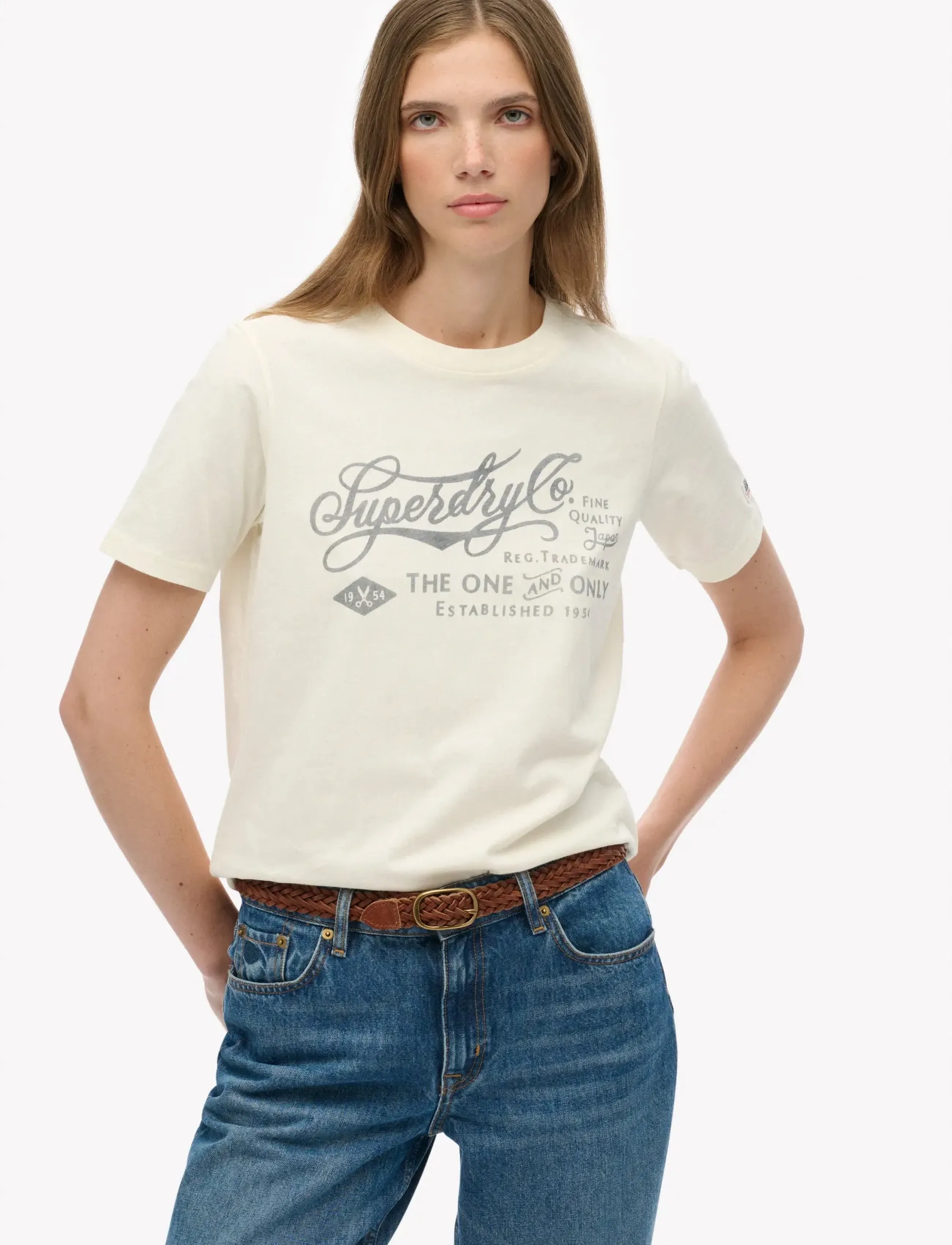 Superdry INDUSTRY WORKER RLXD TEE - T-skjorter - CREAM / cream