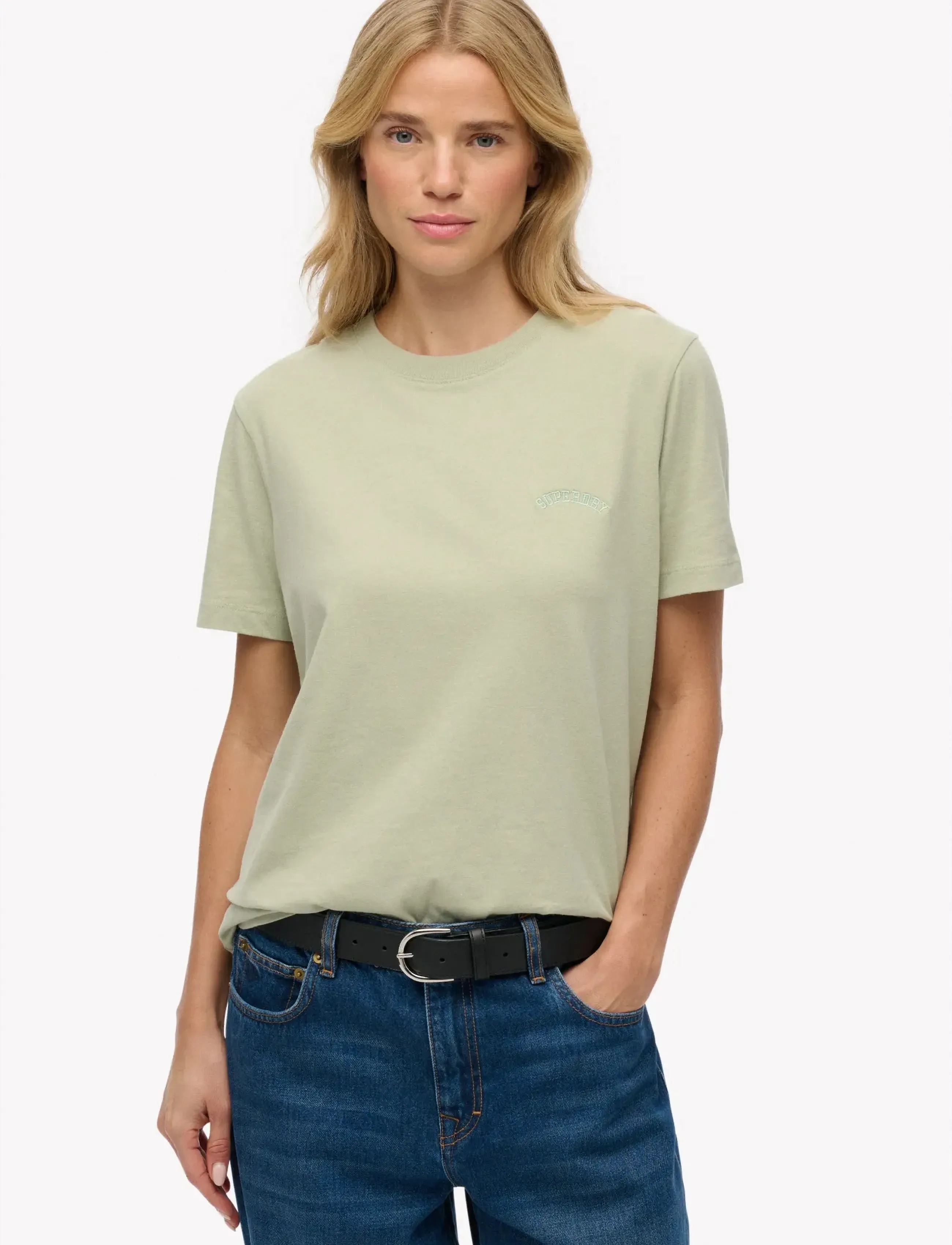 Superdry ESSENTIAL LOGO EMB TEE - T-shirts - DUSTY SAGE / khaki/green