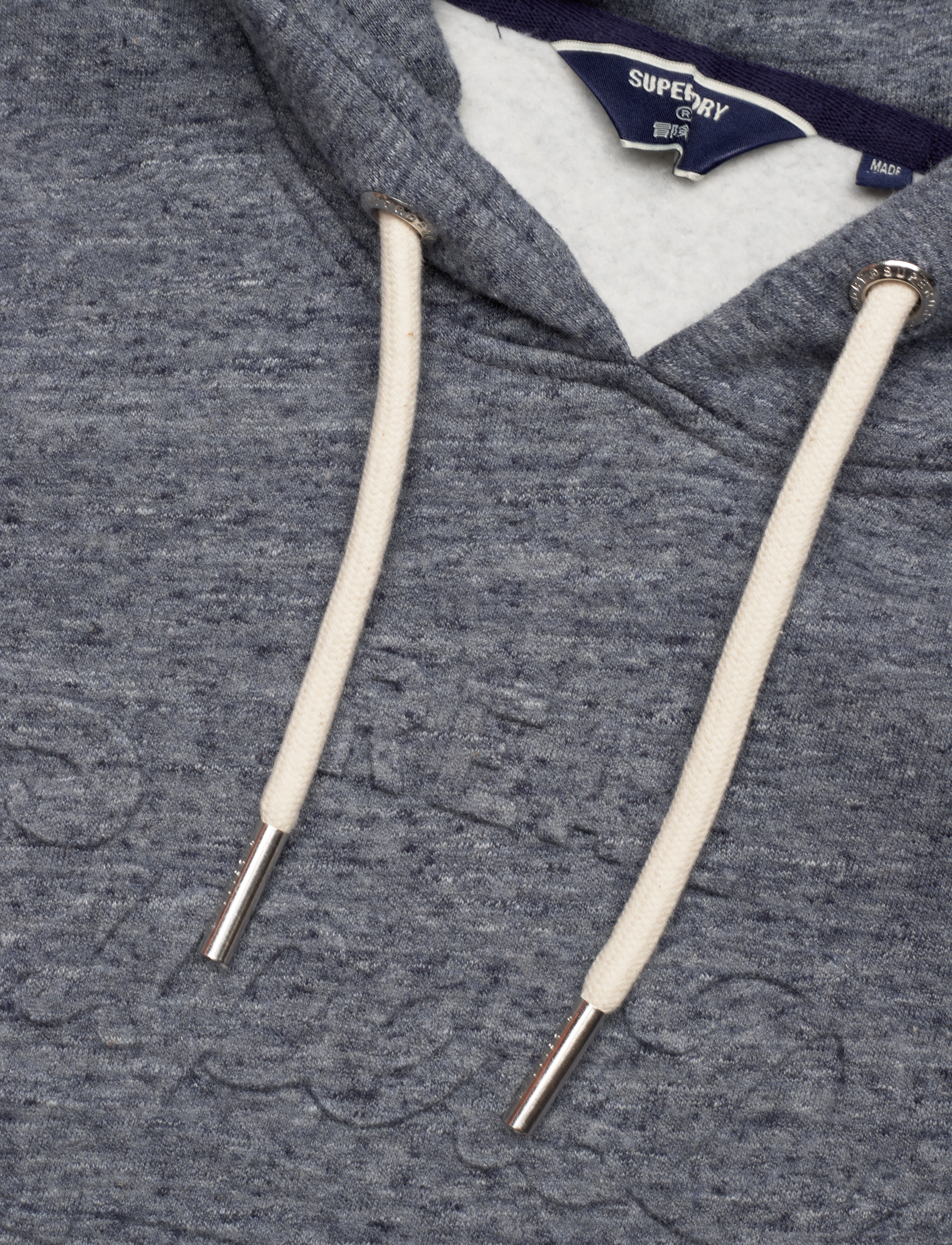 Superdry - VINTAGE LOGO EMBOSS HOOD - creek blue grit grindle - 2