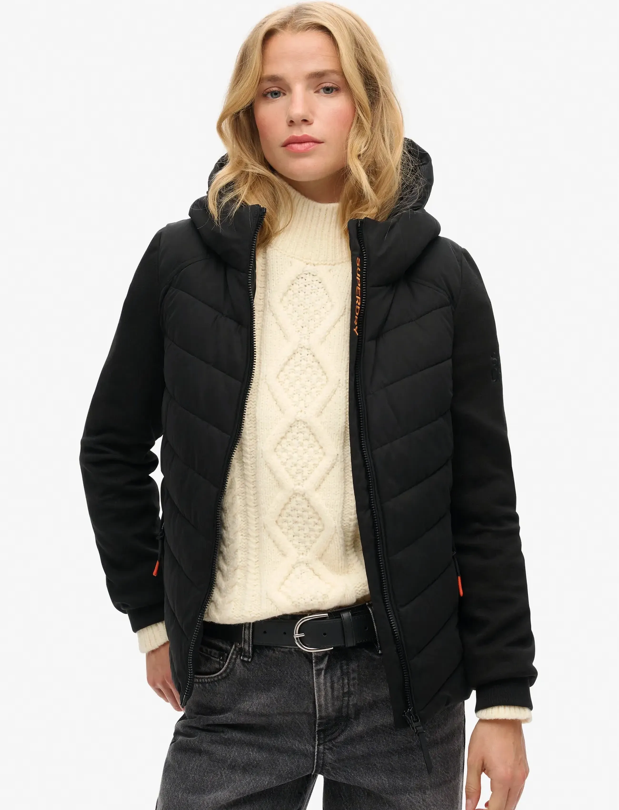 Superdry Hood Storm Hybrid Padded Jkt, 10, Black, Jakker > Vatteret Jakke, Dame