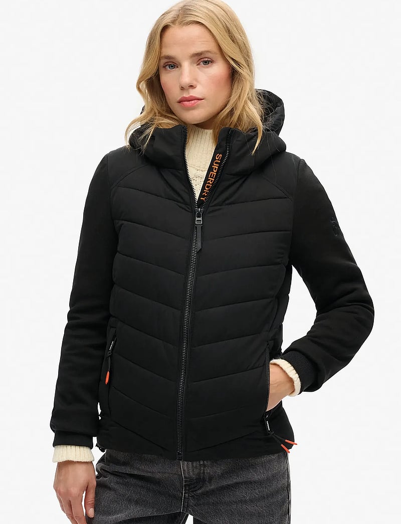 Superdry - HOOD STORM HYBRID PADDED JKT - vinterjackor - black - 2