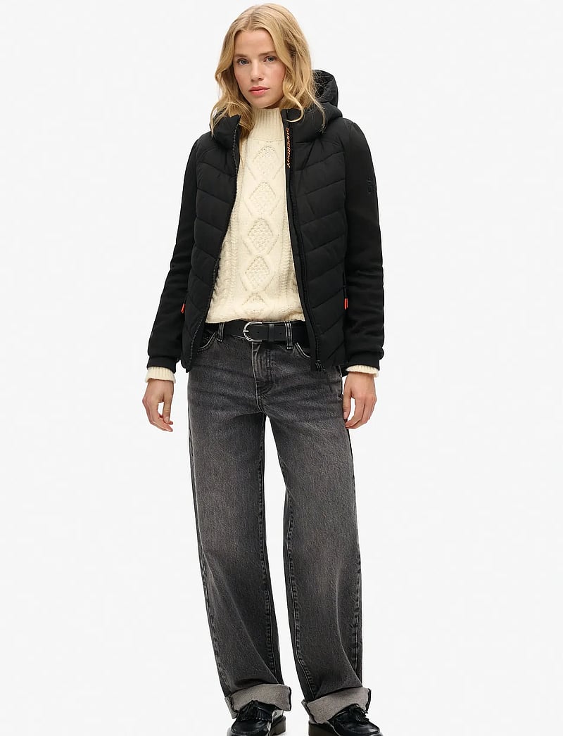 Superdry - HOOD STORM HYBRID PADDED JKT - vinterjackor - black - 4