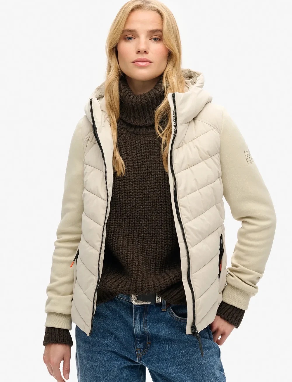 Superdry - HOOD STORM HYBRID PADDED JKT - dunjakker - pelican beige - 0